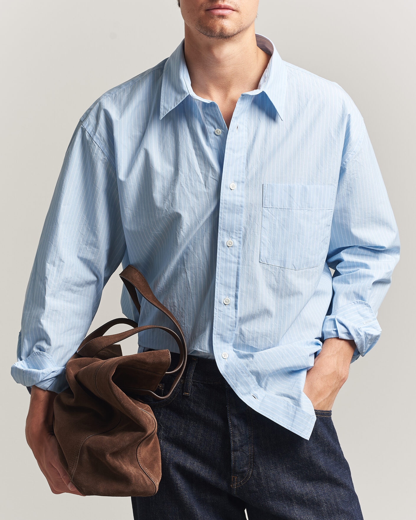 Uomini | Camicie | Sunflower | New Base Shirt Light Blue Stripe