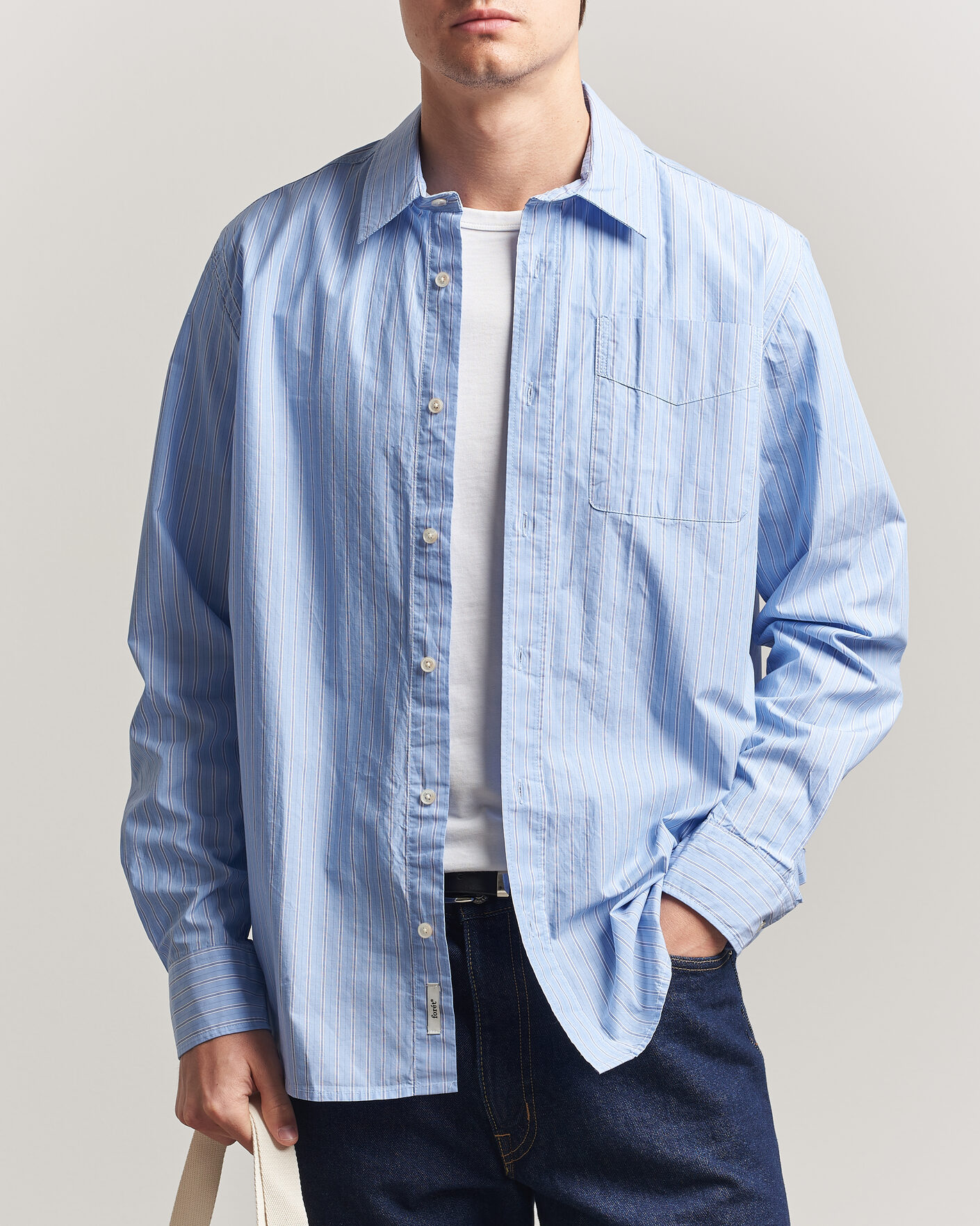 Uomini | Camicie | Forét | Maple Regular Fit Poplin Shirt Light Blue
