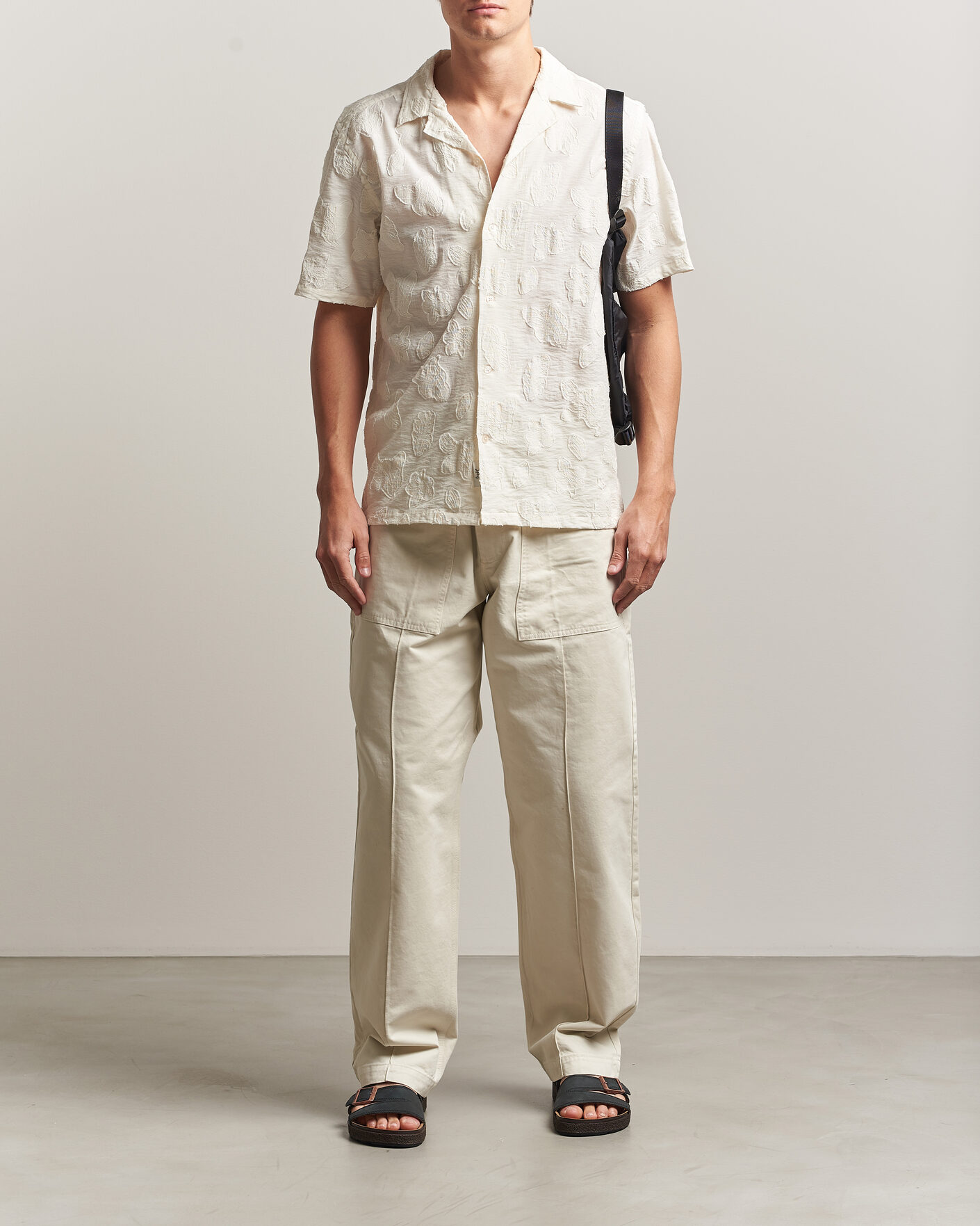 Uomini | Camicie | Forét | Peer Jaquard Short Sleeve Shirt Cloud