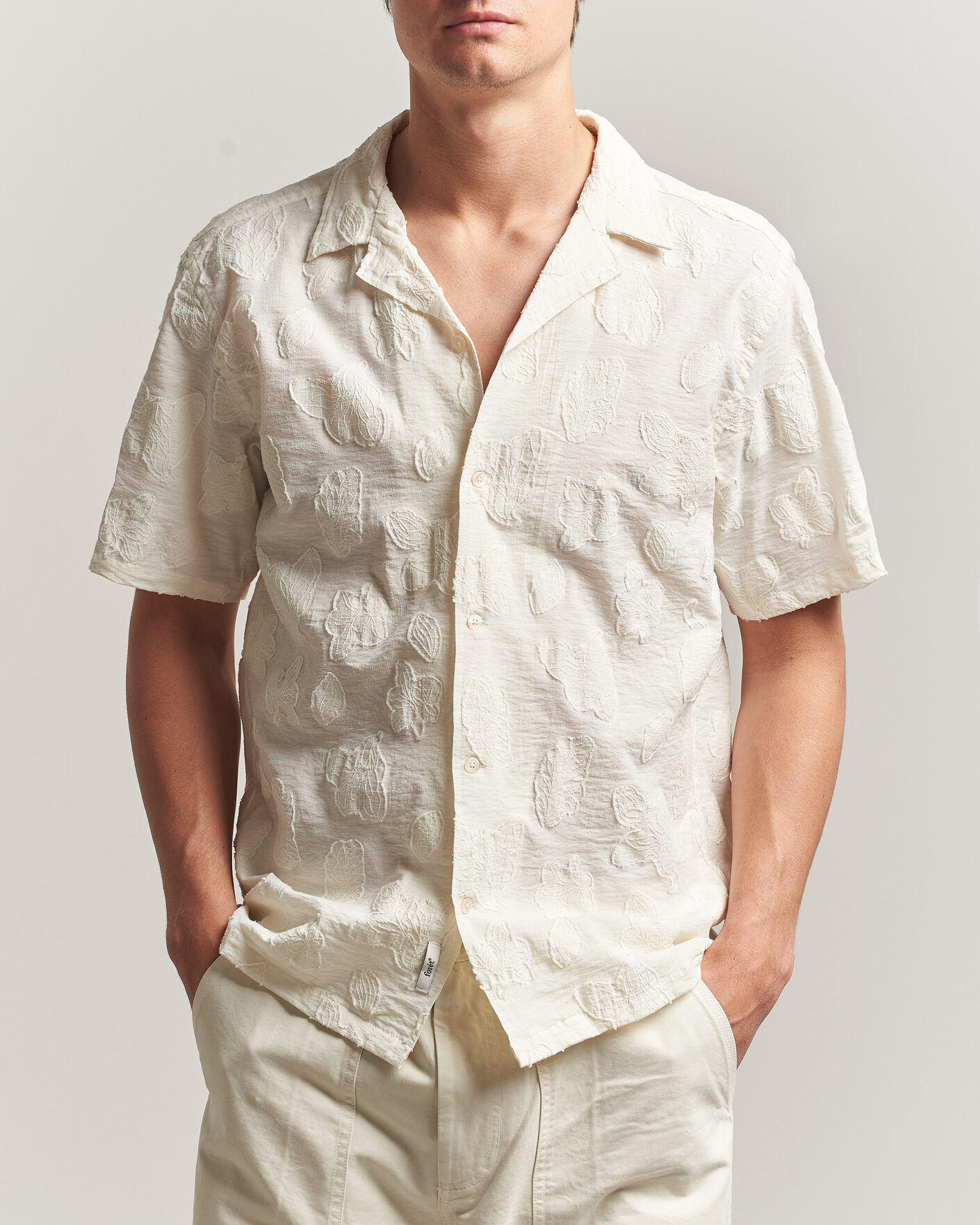 Uomini | Camicie | Forét | Peer Jaquard Short Sleeve Shirt Cloud