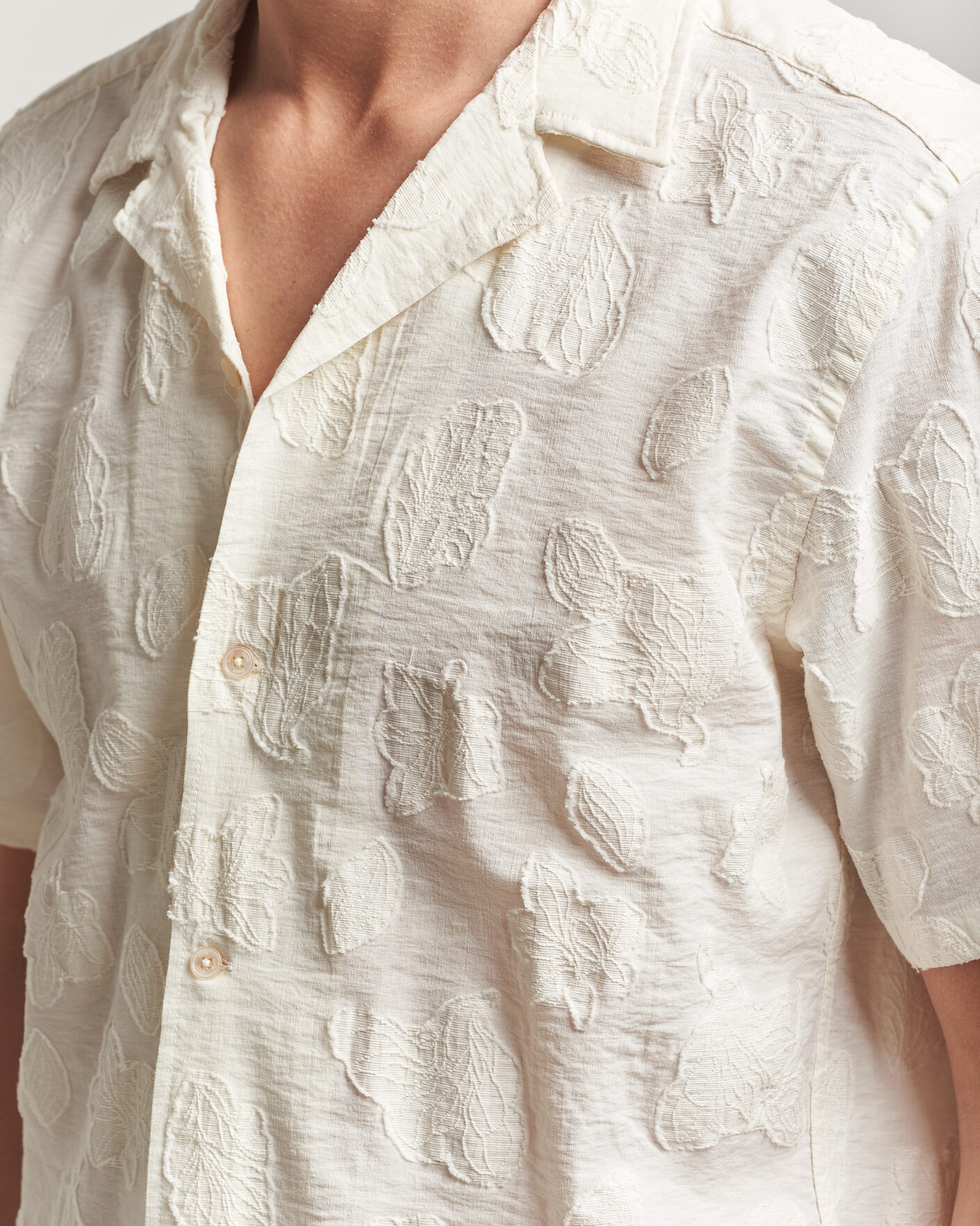 Uomini | Camicie | Forét | Peer Jaquard Short Sleeve Shirt Cloud
