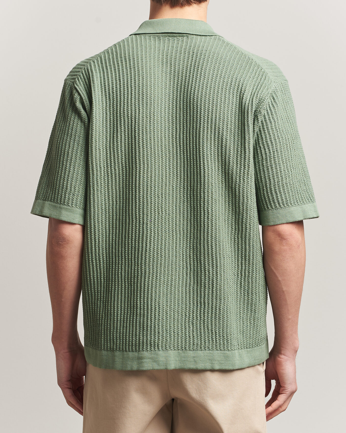 Uomini | Camicie | Forét | Barrow Short Sleeve Knitted Cotton Shirt Green Oxide
