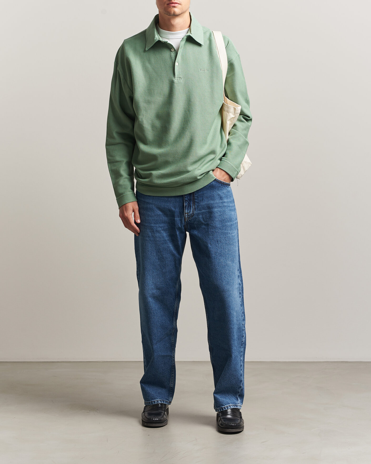 Uomini | Polo | Forét | Herb Textured Knit Polo Green Oxide