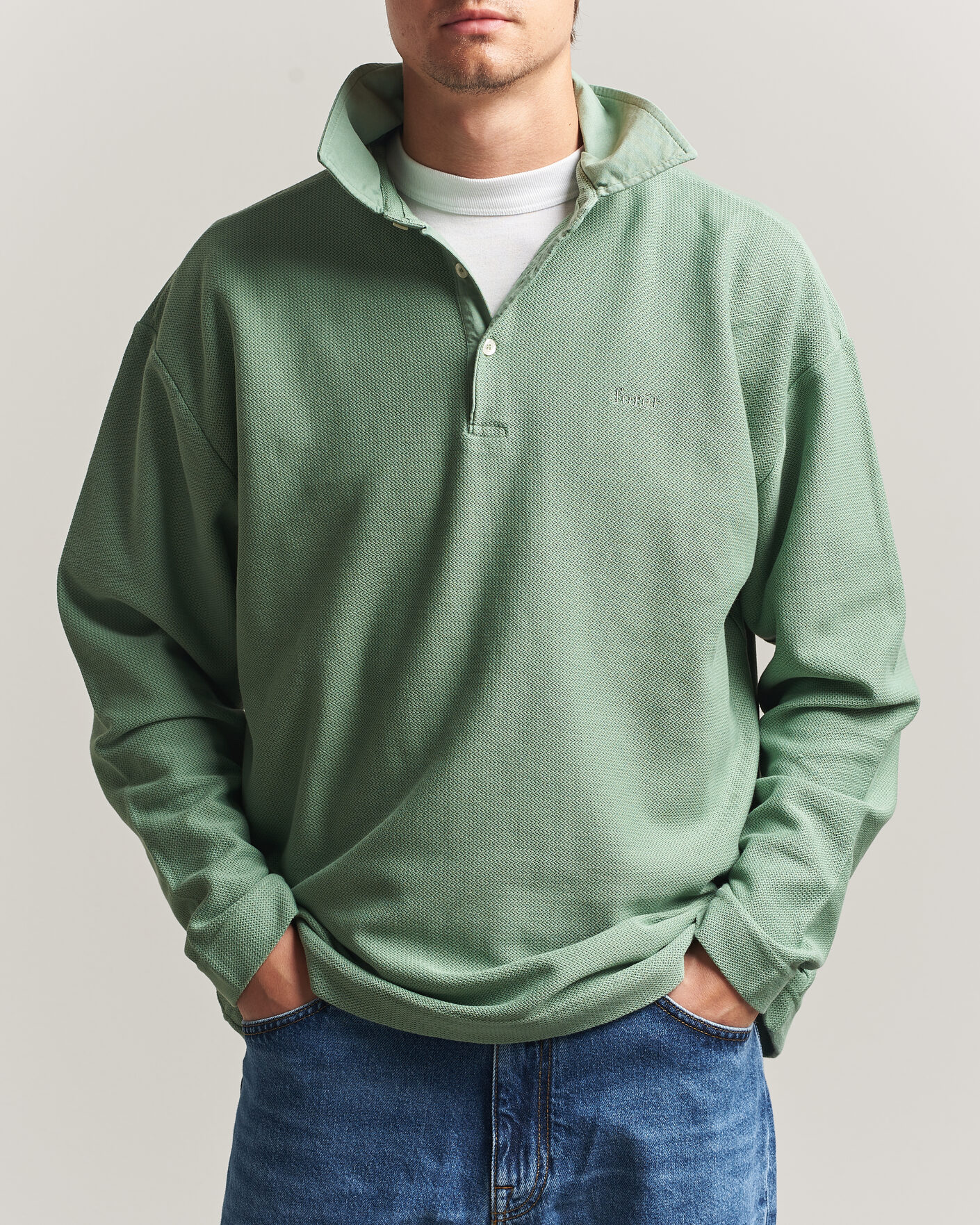 Uomini | Maglieria | Forét | Herb Textured Knit Polo Green Oxide