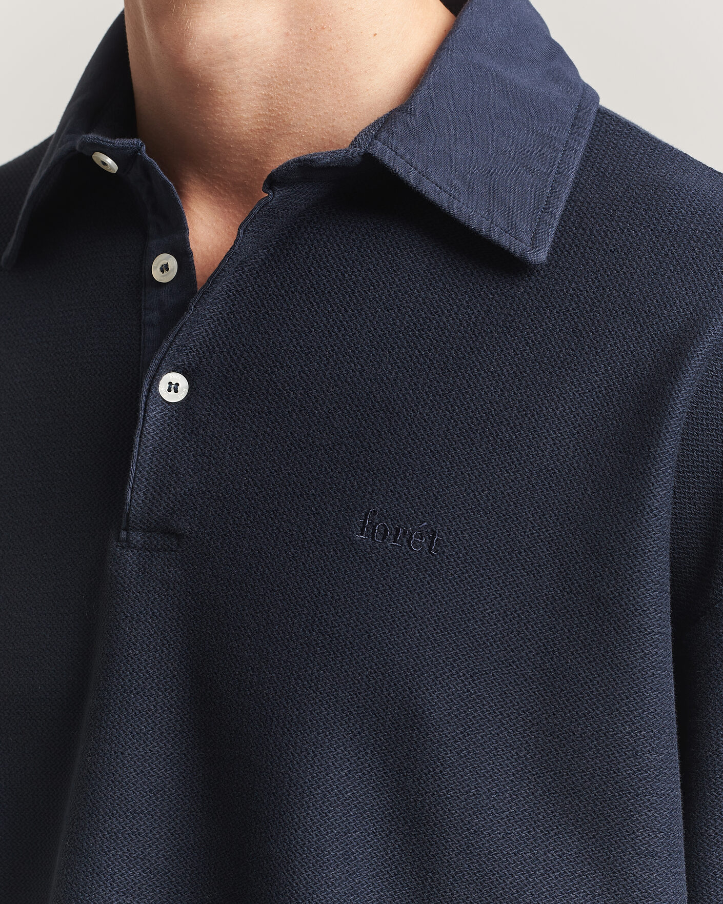Uomini | Maglieria | Forét | Herb Textured Knit Polo Navy