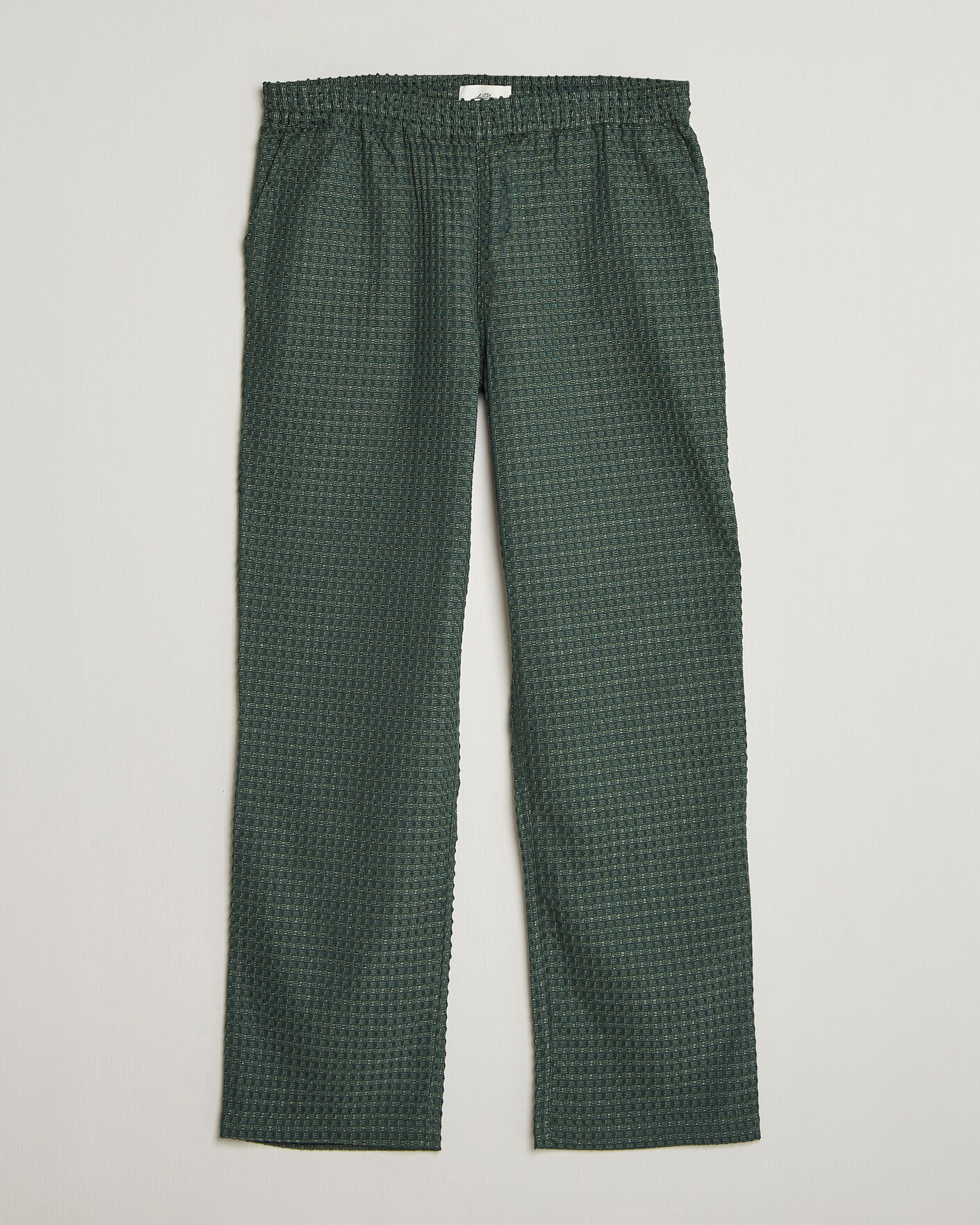 Uomini | Pantaloni | LES DEUX | Check Seersucker Casual Pants Pine Green