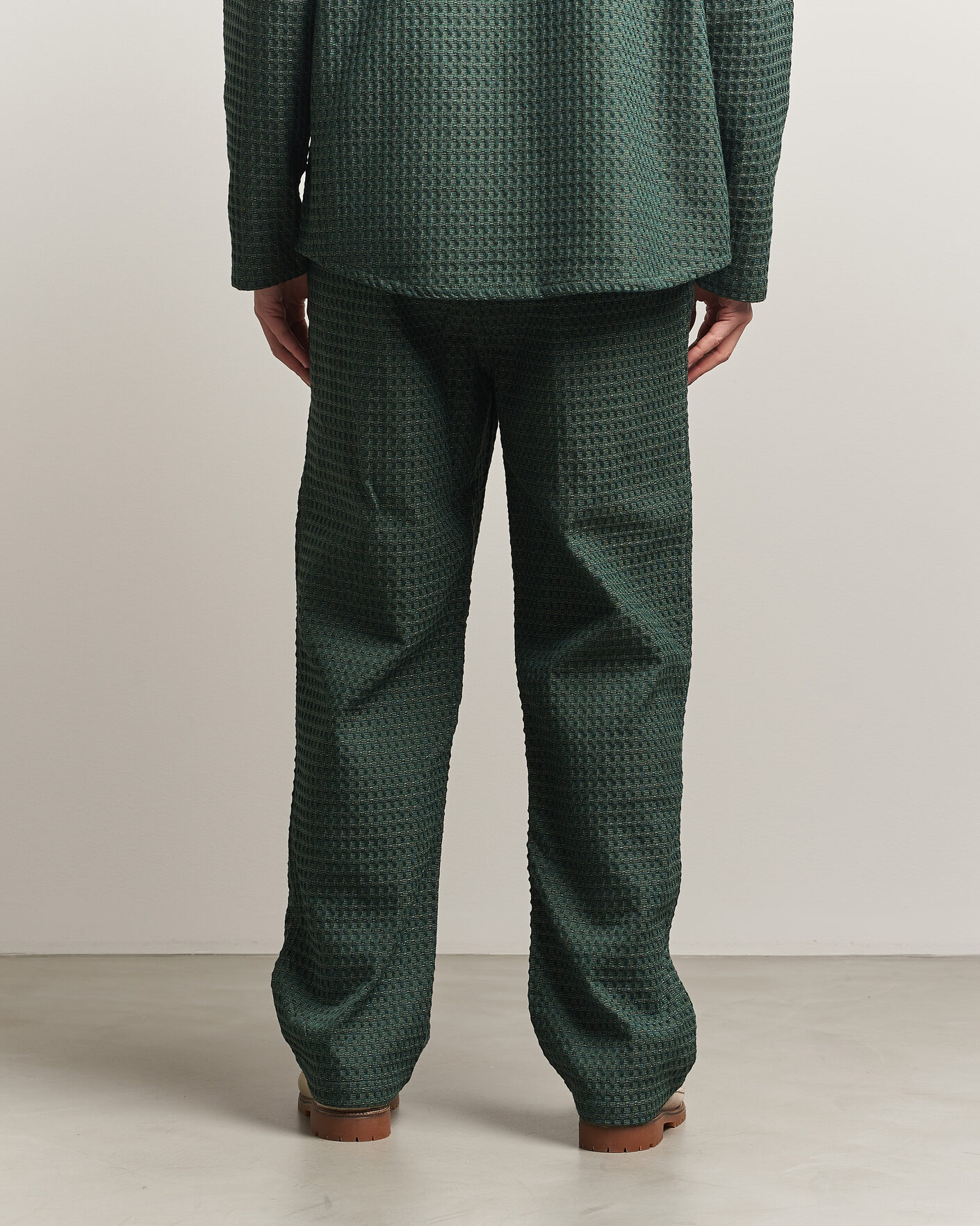Uomini | Pantaloni | LES DEUX | Check Seersucker Casual Pants Pine Green