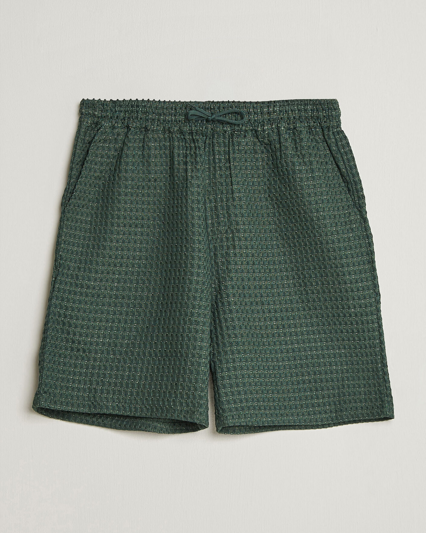 Uomini | Pantaloncini | LES DEUX | Check Seersucker Casual Shorts Pine Green