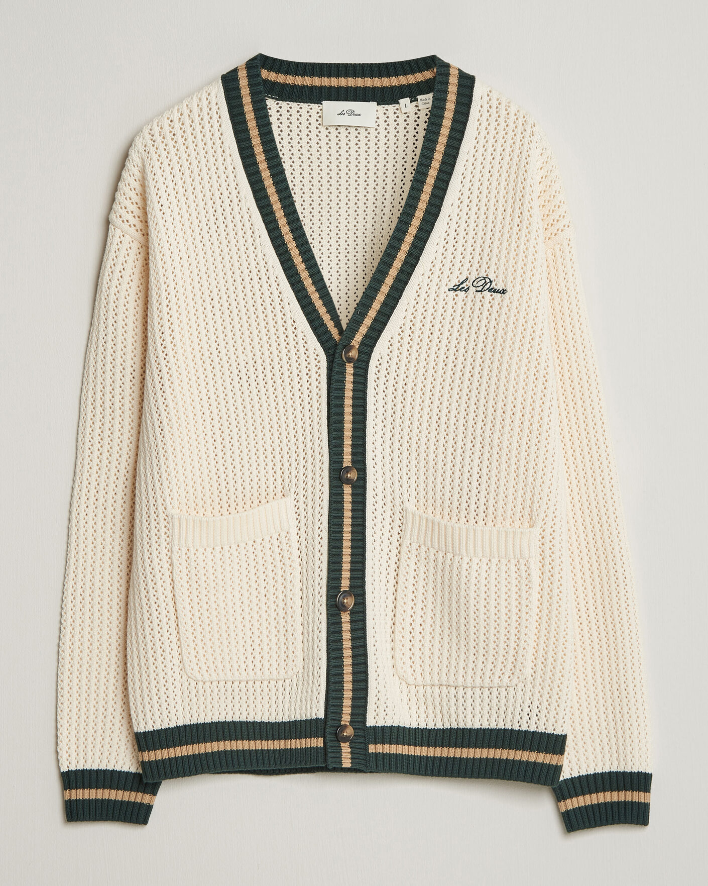 Uomini | Maglieria | LES DEUX | Lace Knitted Cardigan Eggnog White