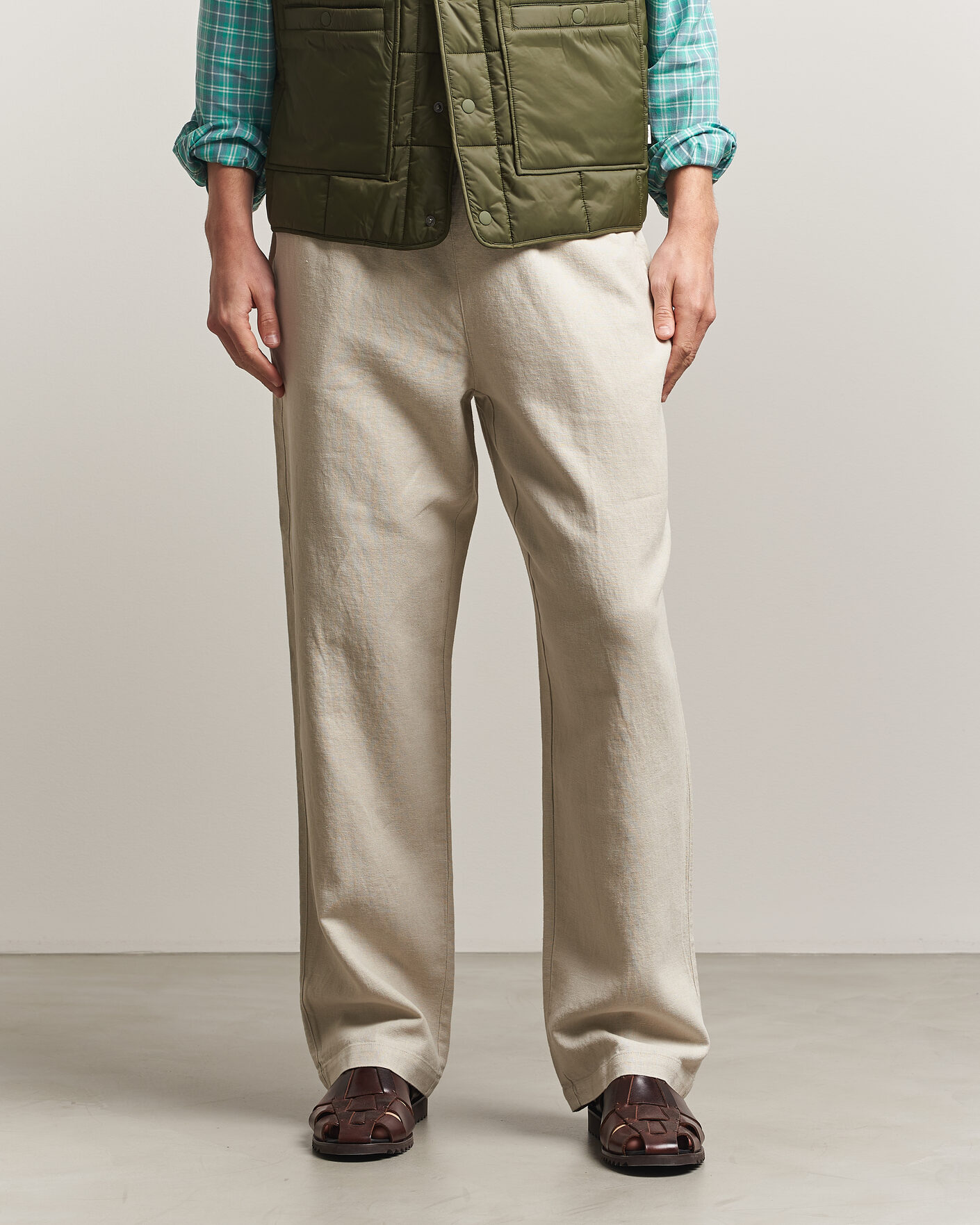 Uomini | Pantaloni | LES DEUX | Linen Casual Pants Light Sand