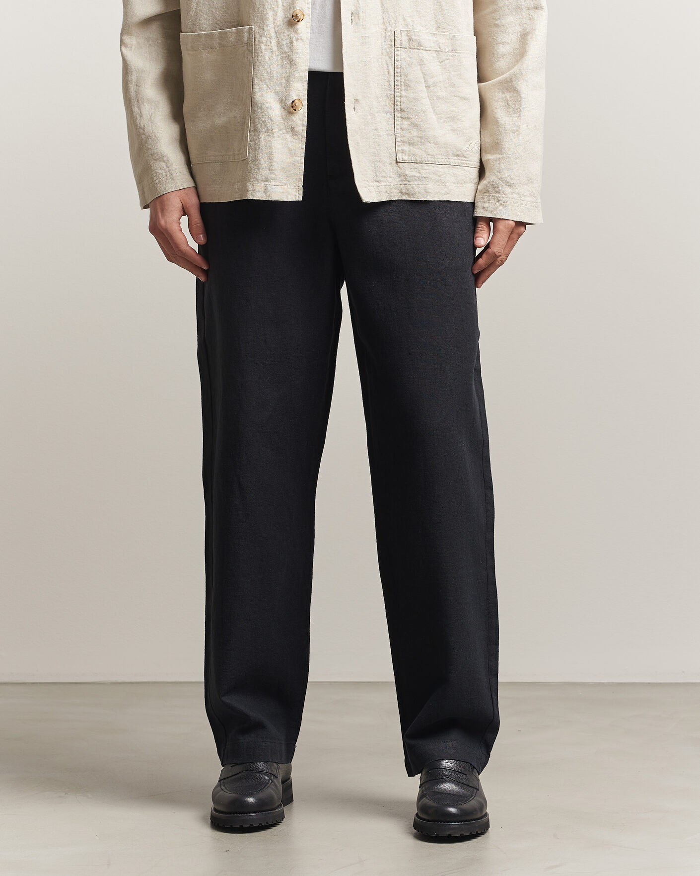 Uomini | Pantaloni | LES DEUX | Linen Comfort Suit Pants Black