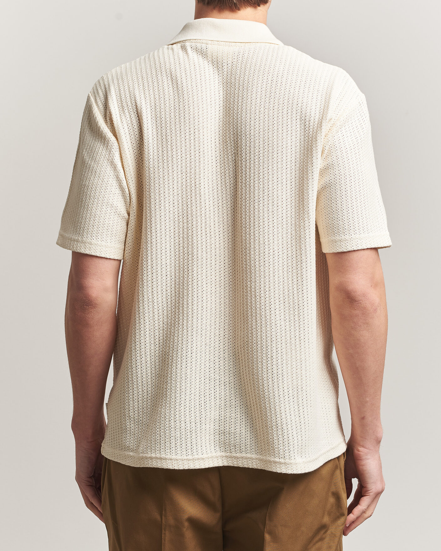 Uomini | Camicie | LES DEUX | Pointelle Short Sleeve Knitted Shirt Eggnog White