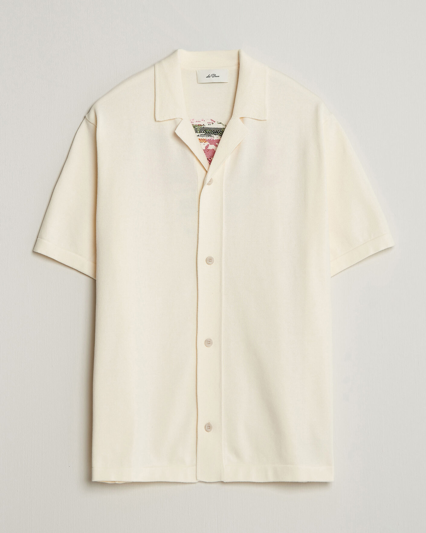 Uomini | Camicie | LES DEUX | Bouquet Knitted Short Sleeve Shirt Eggnog White