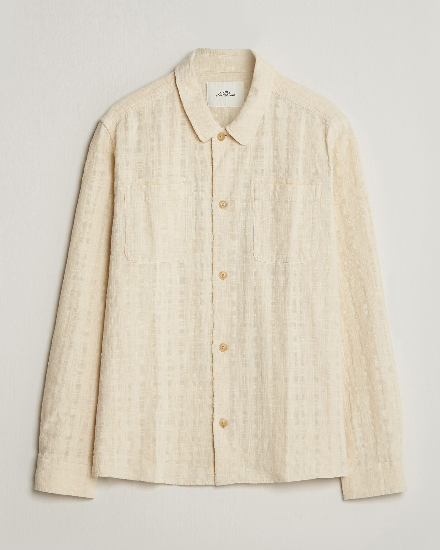 Uomini | Camicie | LES DEUX | Textured Slub Overshirt Ivory
