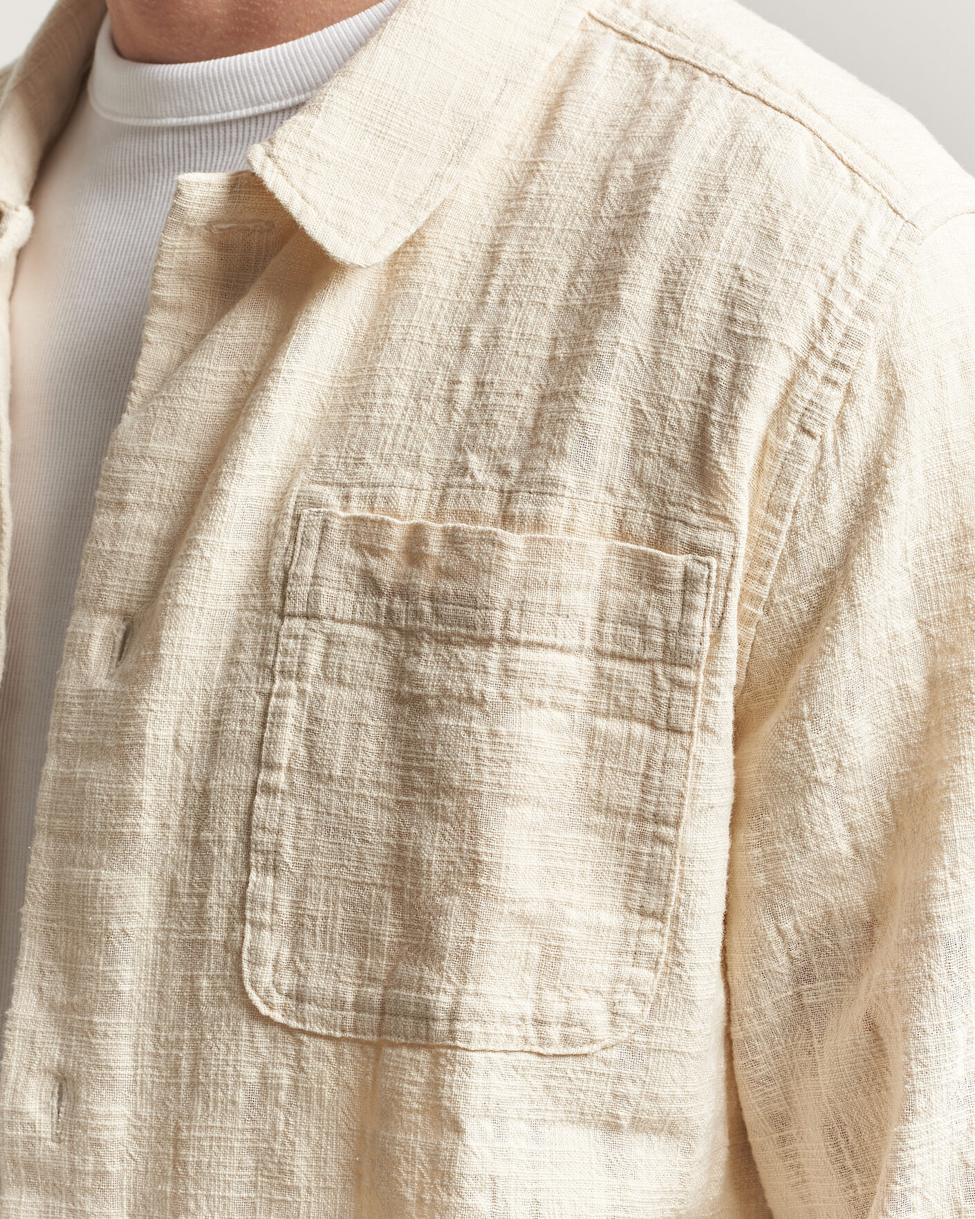 Uomini | Camicie | LES DEUX | Textured Slub Overshirt Ivory