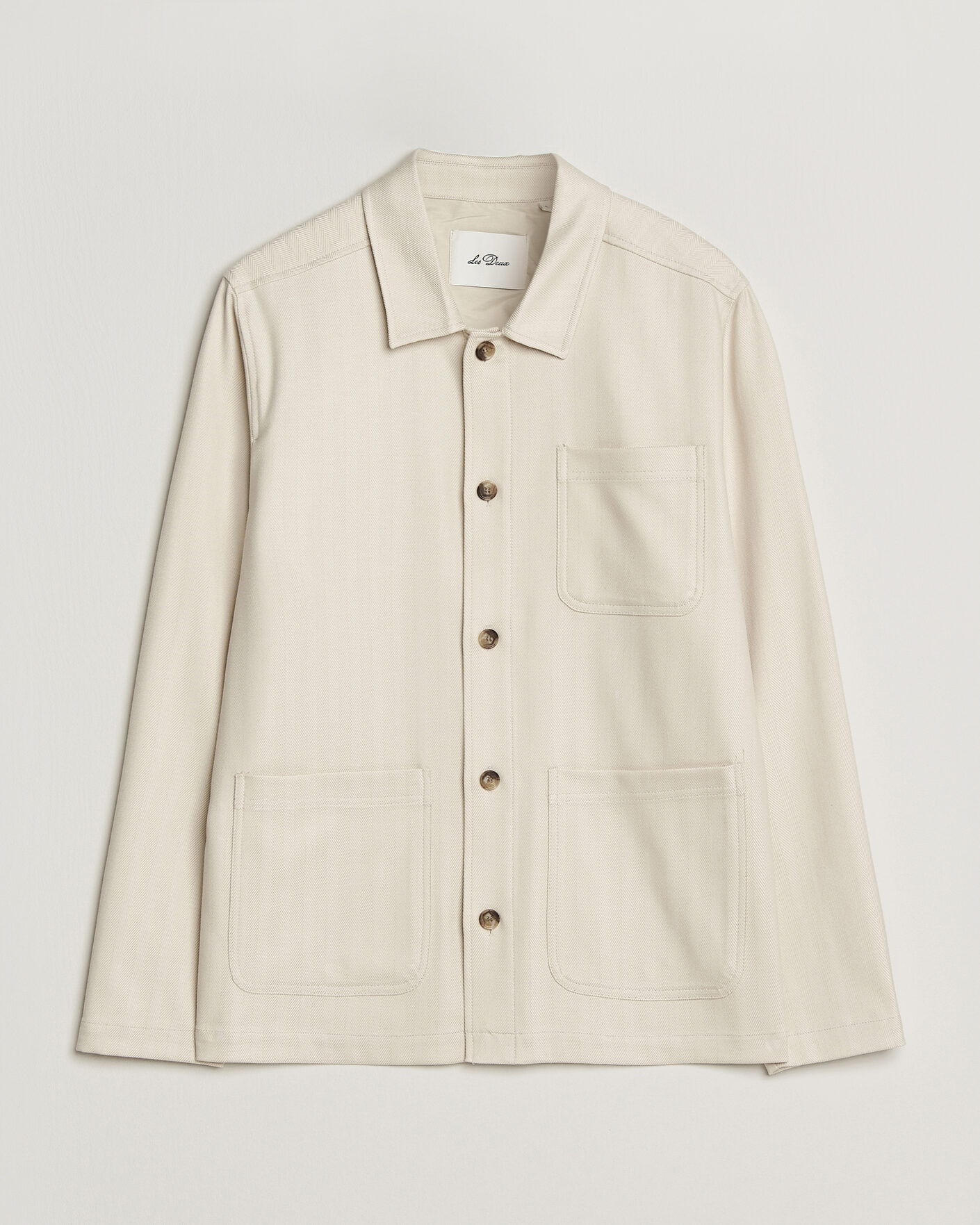 Uomini | Camicie | LES DEUX | Herringbone Overshirt Ivory