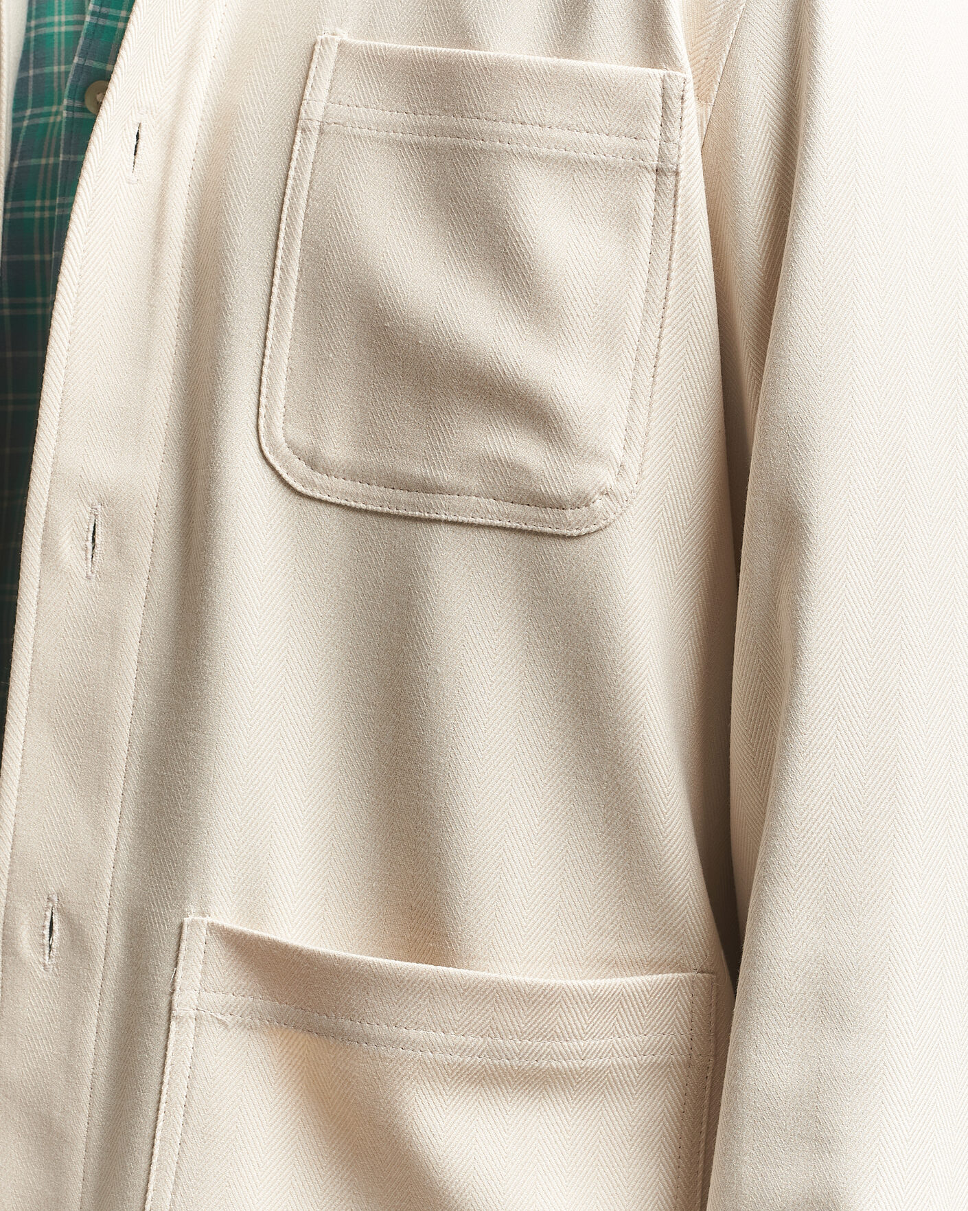 Uomini | Camicie | LES DEUX | Herringbone Overshirt Ivory