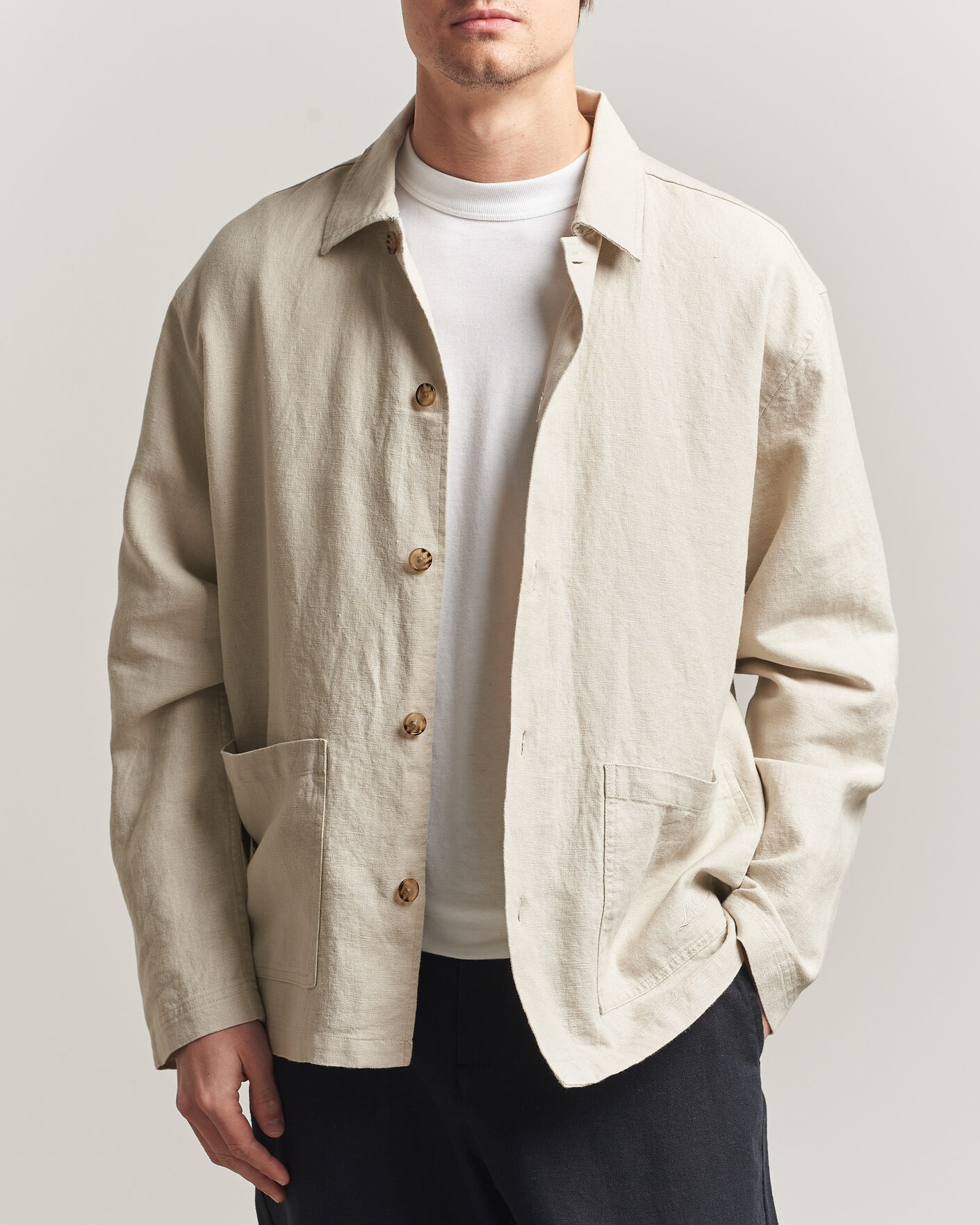 Uomini | Camicie | LES DEUX | Linen Overshirt Light Sand