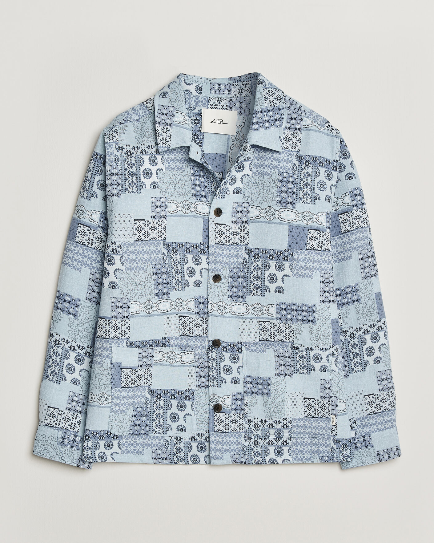 Uomini | Camicie | LES DEUX | Patchwork Jacquard Overshirt Skyway Blue