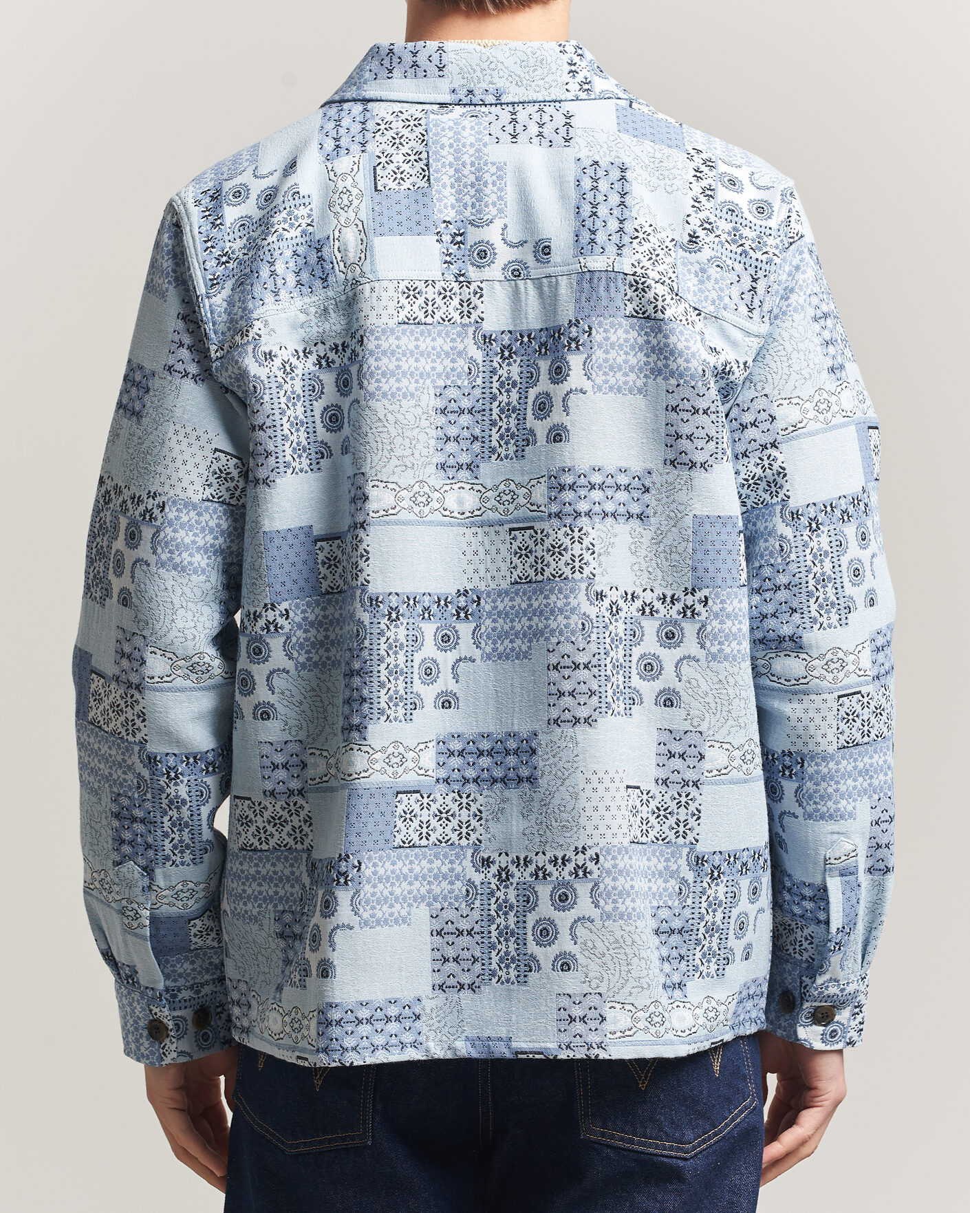 Uomini | Camicie | LES DEUX | Patchwork Jacquard Overshirt Skyway Blue