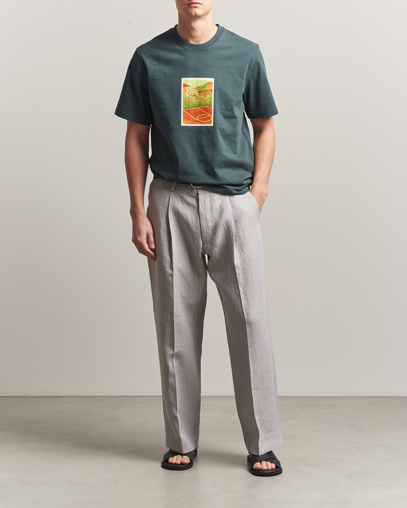 Uomini | T-shirt | LES DEUX | Court Printed T-Shirt Pine Green