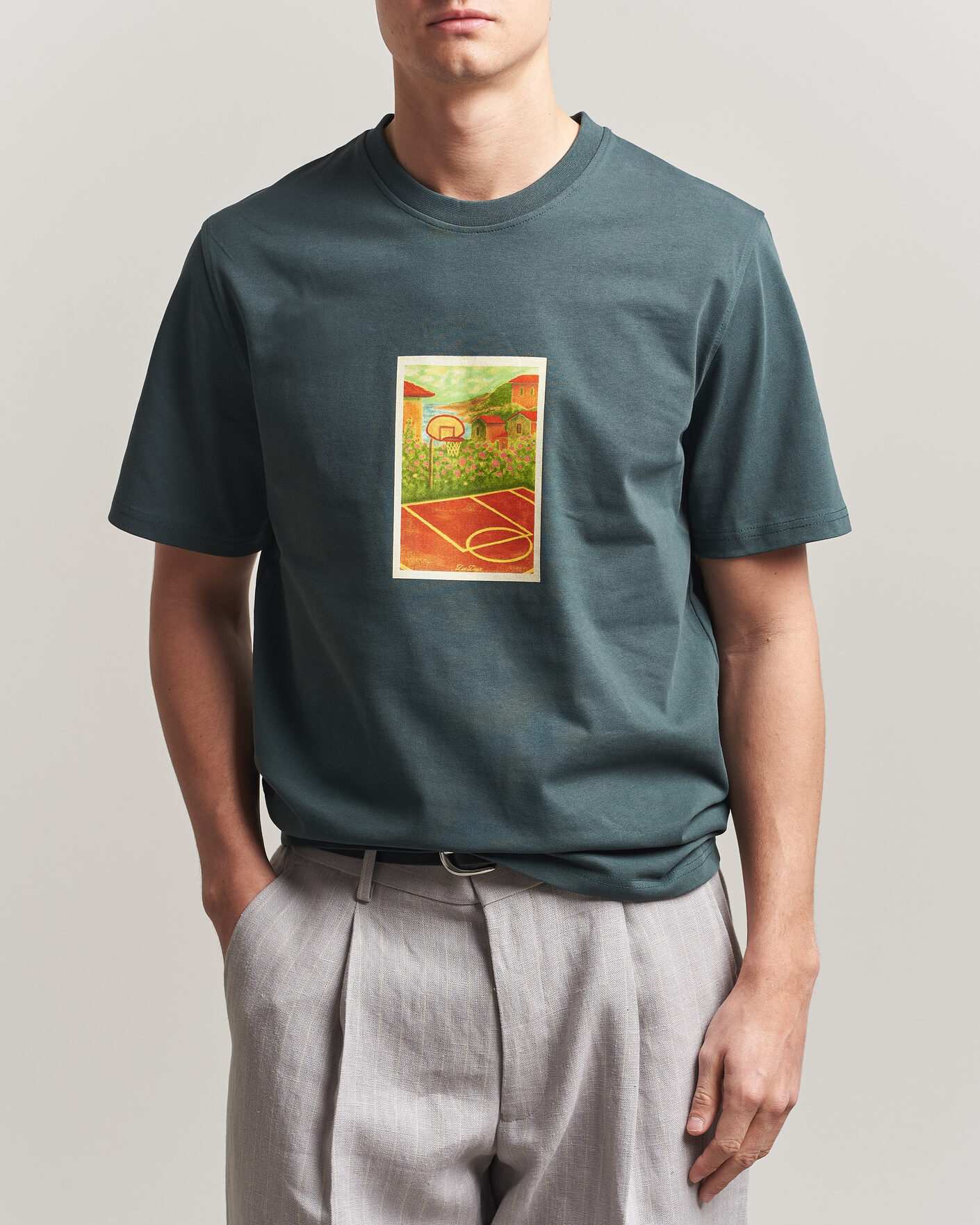 Uomini | T-shirt | LES DEUX | Court Printed T-Shirt Pine Green