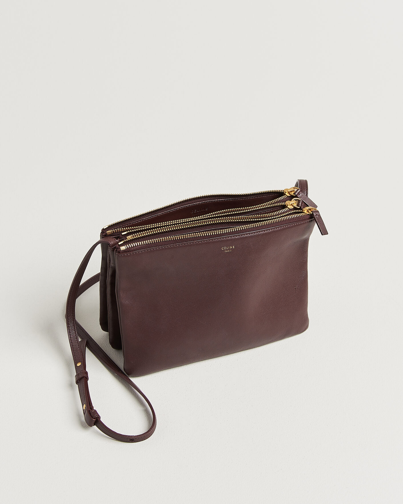 Uomini | Pre-Owned & Vintage Bags | Celine Pre-Owned | Trio Bag Medium Leather Burgundy