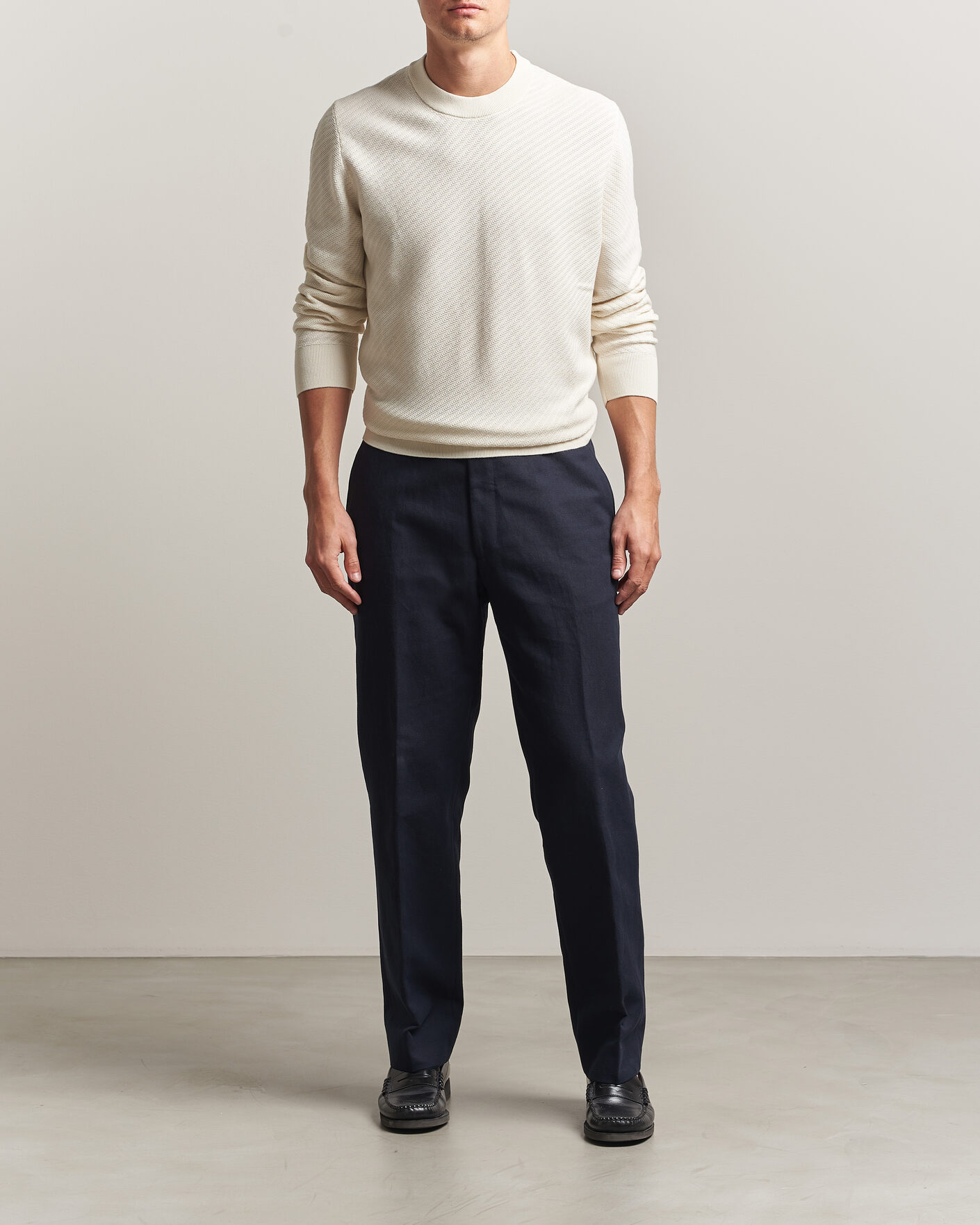 Uomini | Maglieria | BOSS BLACK | Lofranco Structured Knitted Sweater Open White