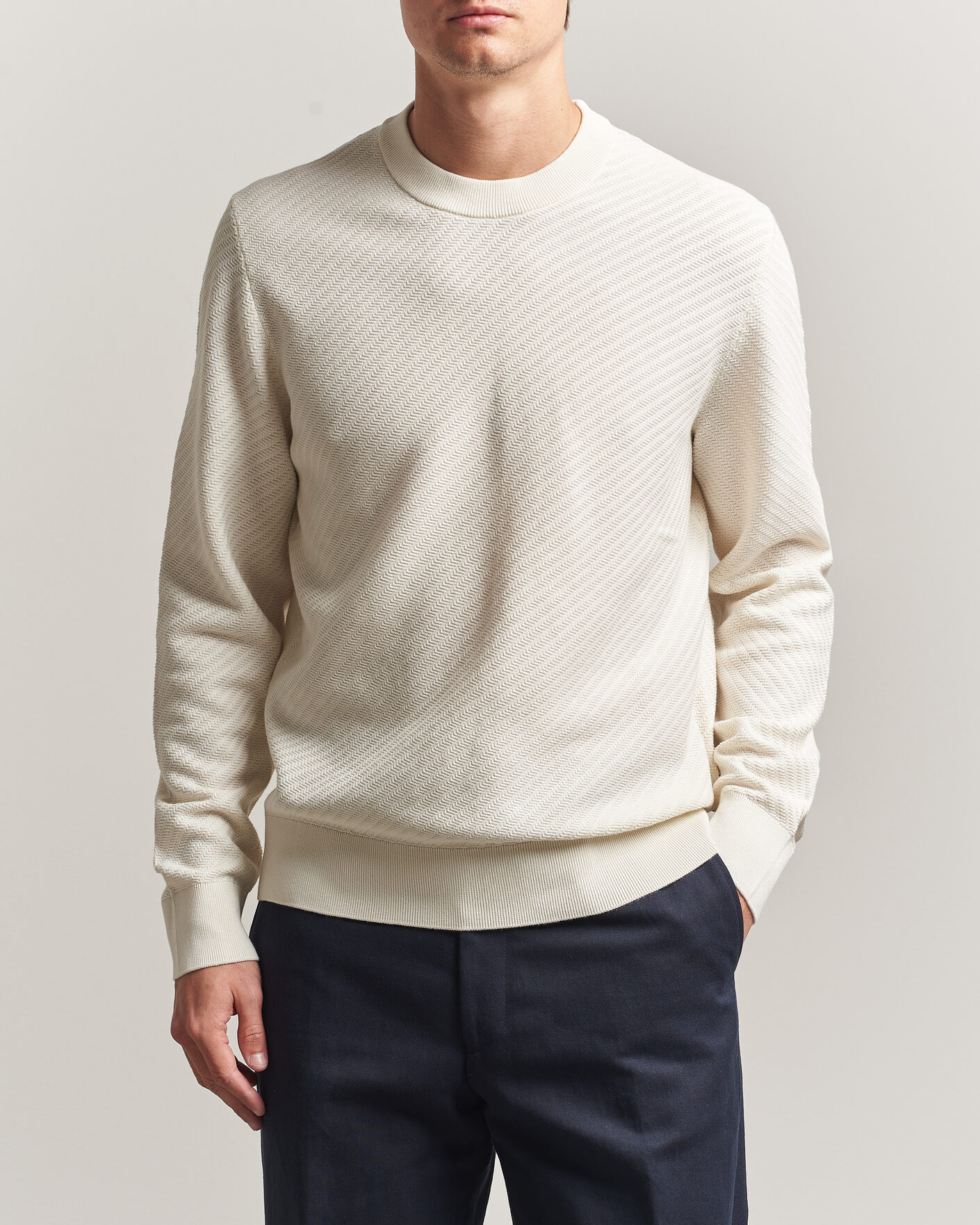 Uomini | Maglieria | BOSS BLACK | Lofranco Structured Knitted Sweater Open White