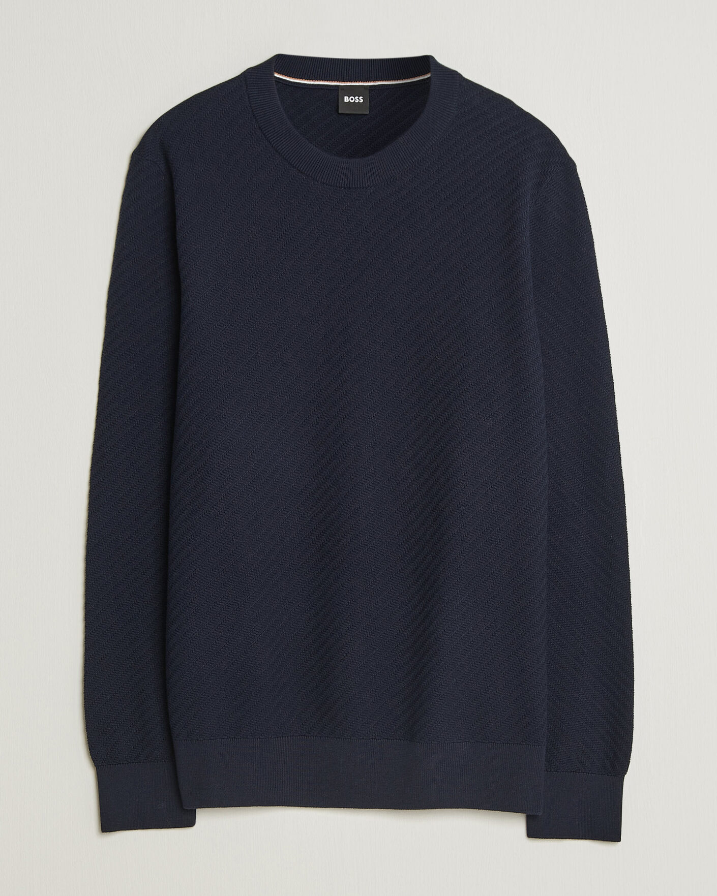 Uomini | Maglieria | BOSS BLACK | Lofranco Structured Knitted Sweater Dark Blue