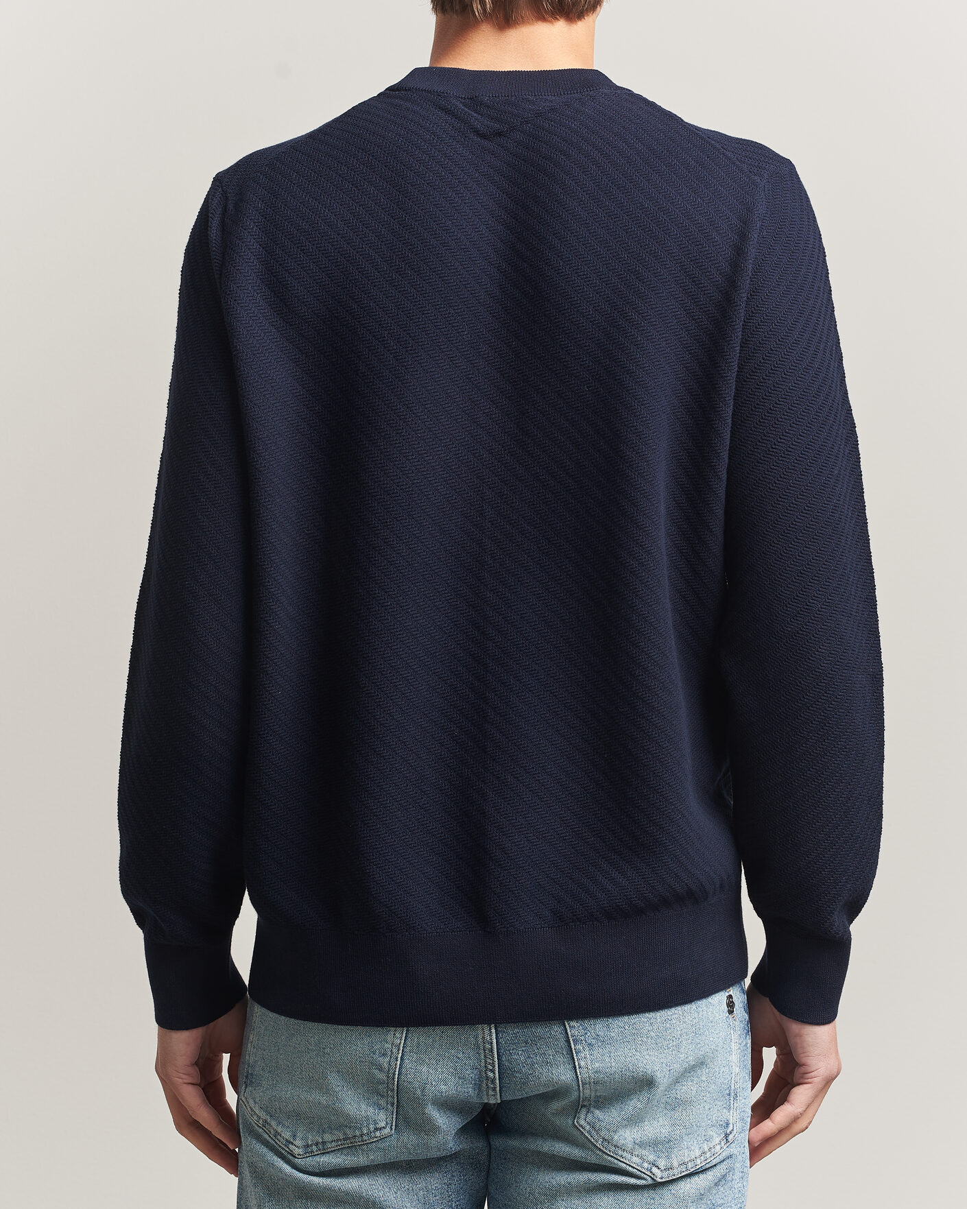 Uomini | Maglieria | BOSS BLACK | Lofranco Structured Knitted Sweater Dark Blue