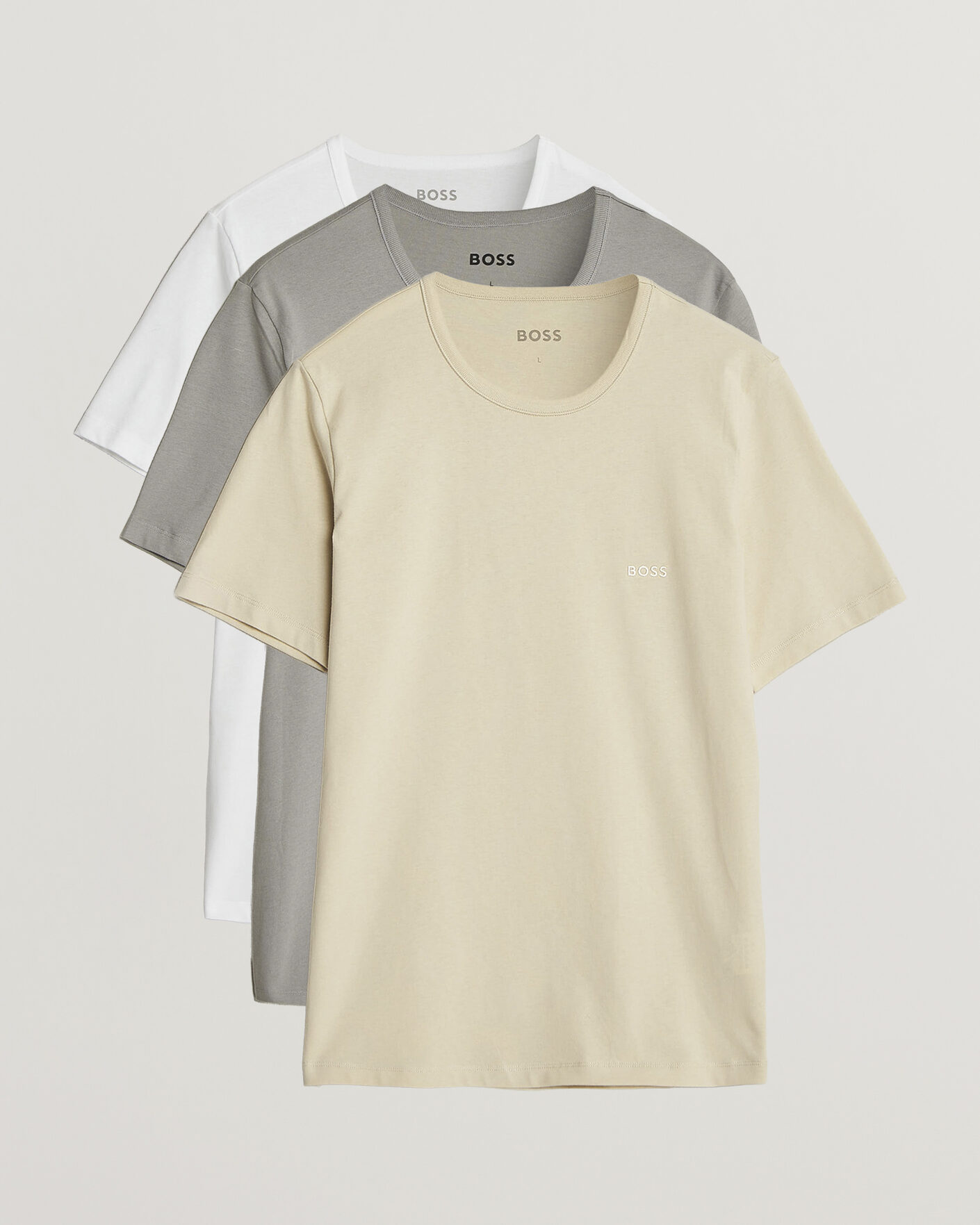 Uomini | T-shirt | BOSS BLACK | 3-Pack Crew Neck T-Shirt White/Beige/Grey