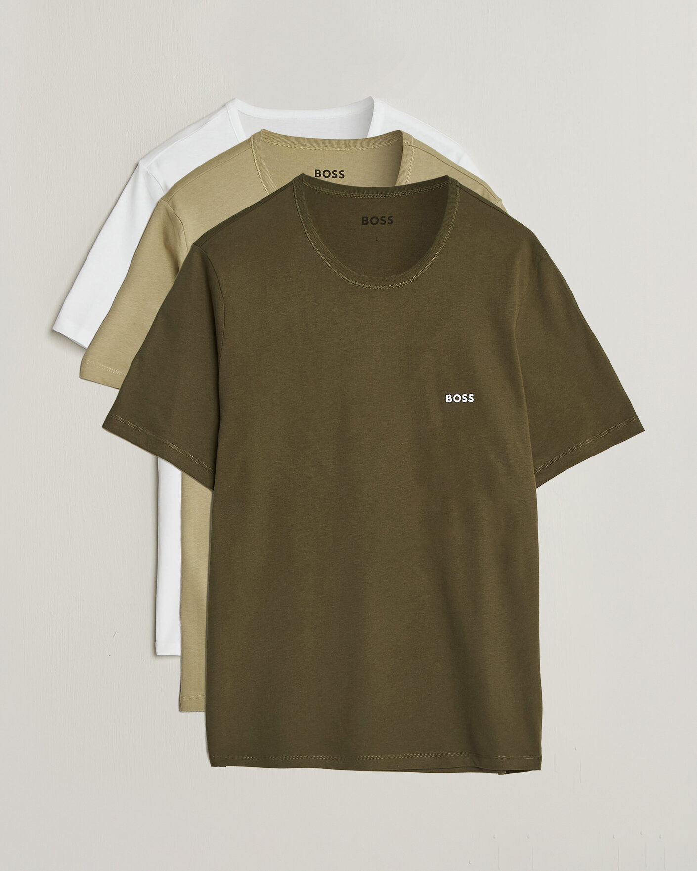 Uomini | T-shirt | BOSS BLACK | 3-Pack Crew Neck T-Shirt Green/Beige/White