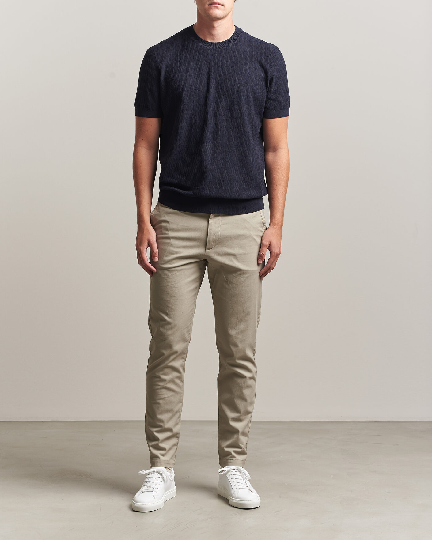 Uomini | T-shirt | BOSS BLACK | Laruso Structured Knitted T-Shirt Dark Blue