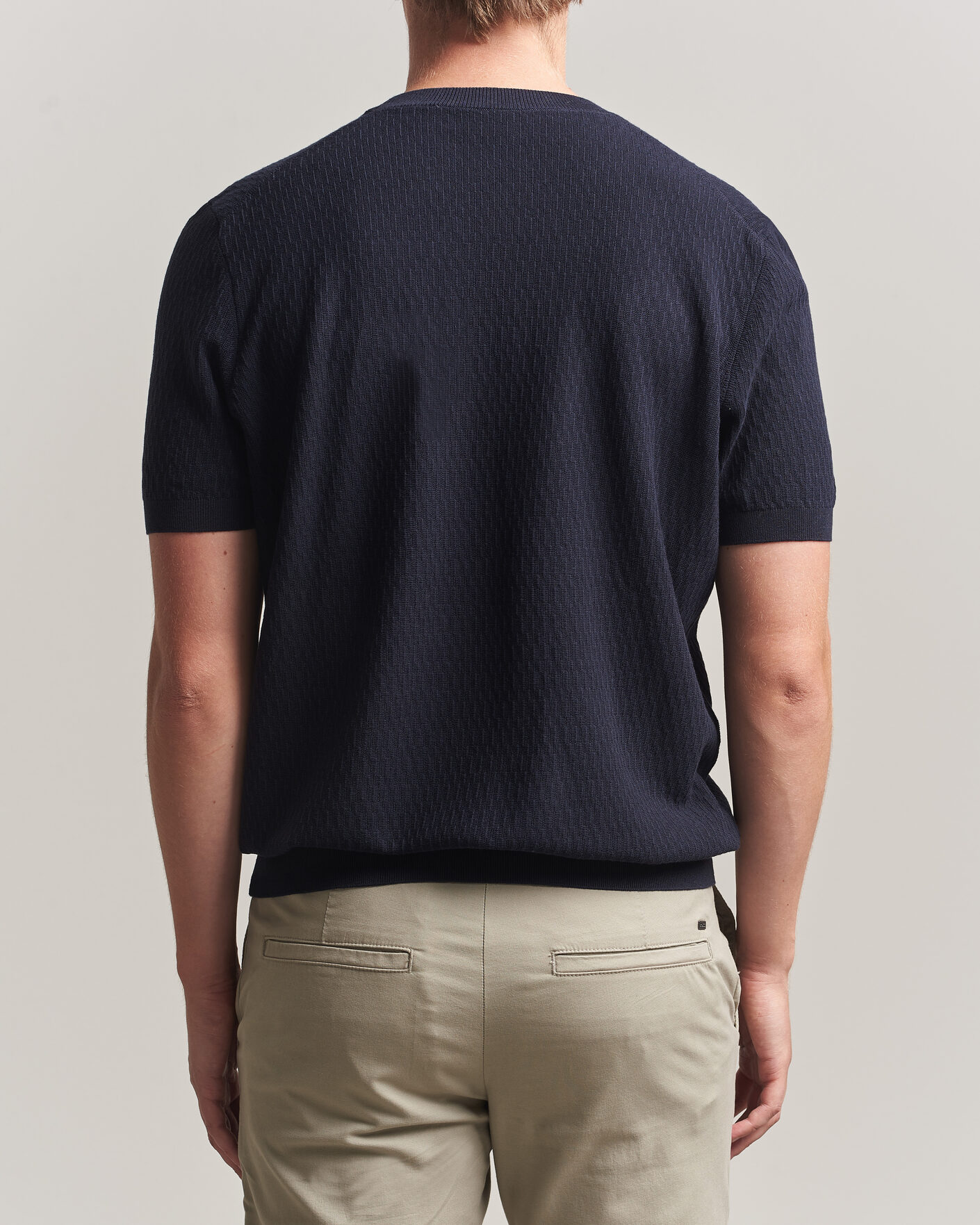 Uomini | T-shirt | BOSS BLACK | Laruso Structured Knitted T-Shirt Dark Blue