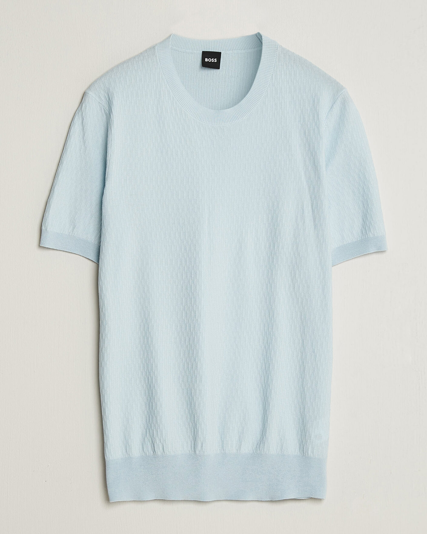 Uomini | T-shirt | BOSS BLACK | Laruso Structured Knitted T-Shirt Open Blue