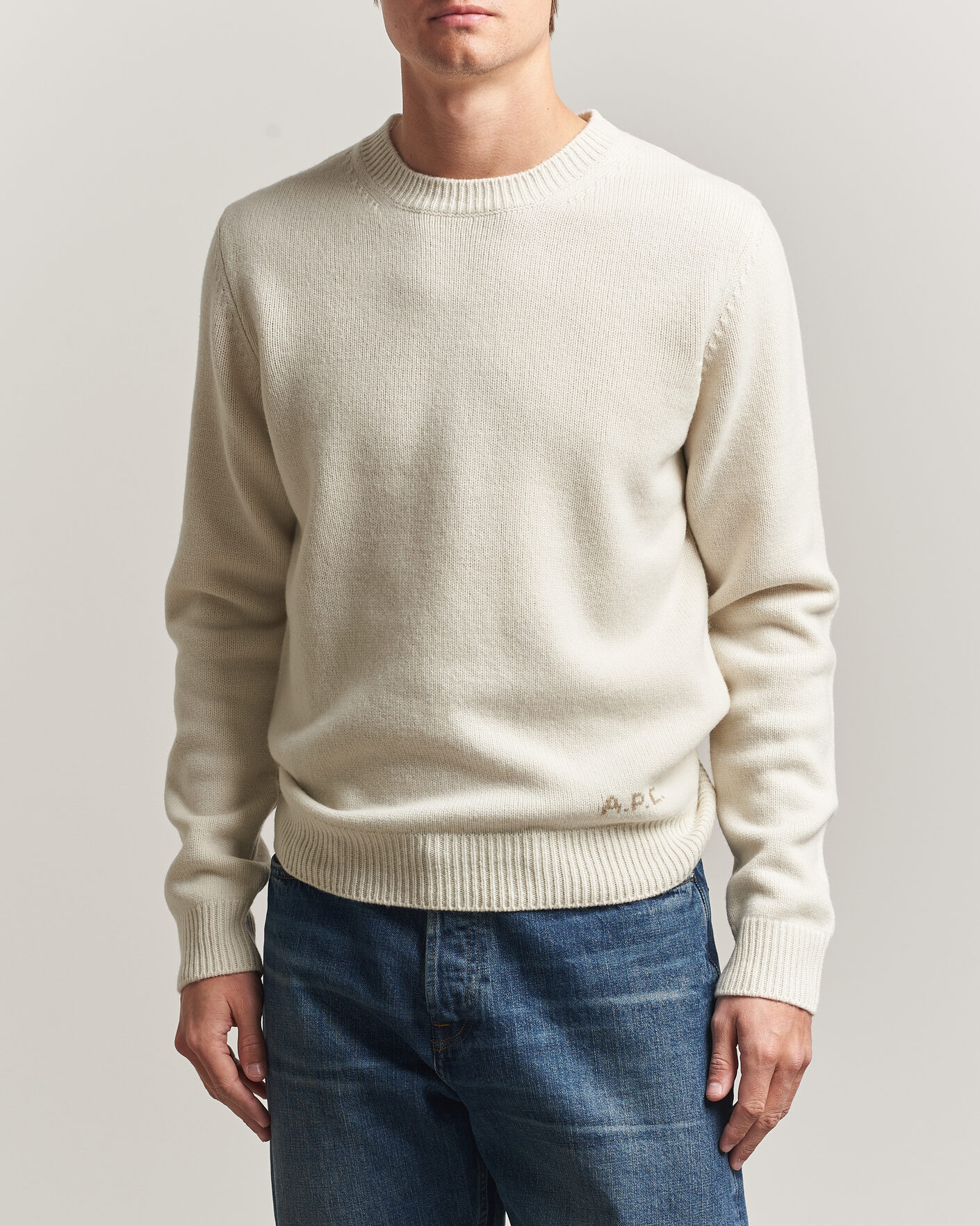 Uomini | Maglieria | A.P.C. | Edmond Wool Knitted Sweater Ecru