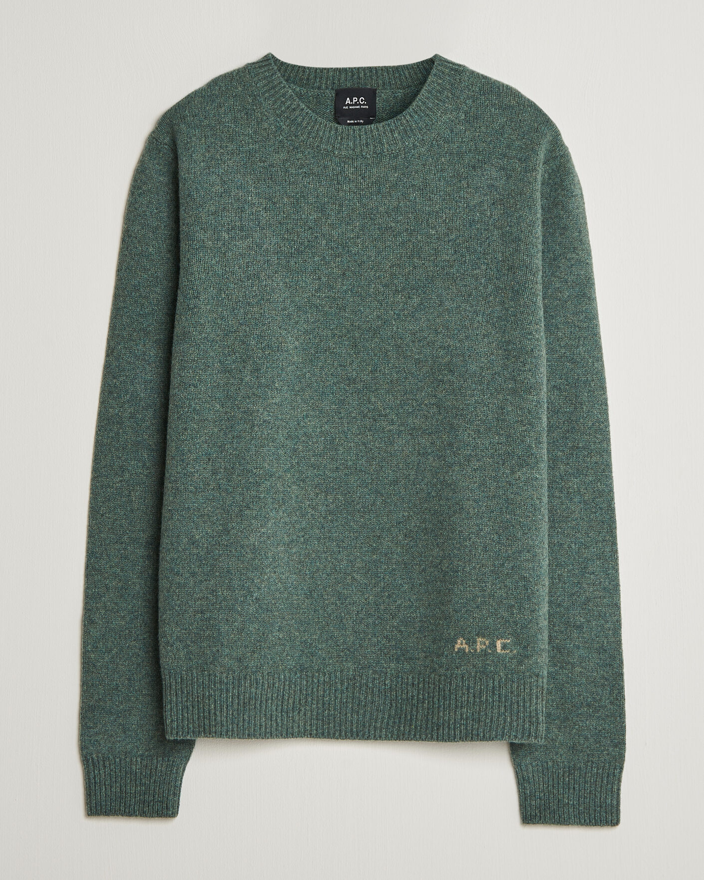 Uomini | Maglieria | A.P.C. | Edmond Wool Knitted Sweater Green Melange