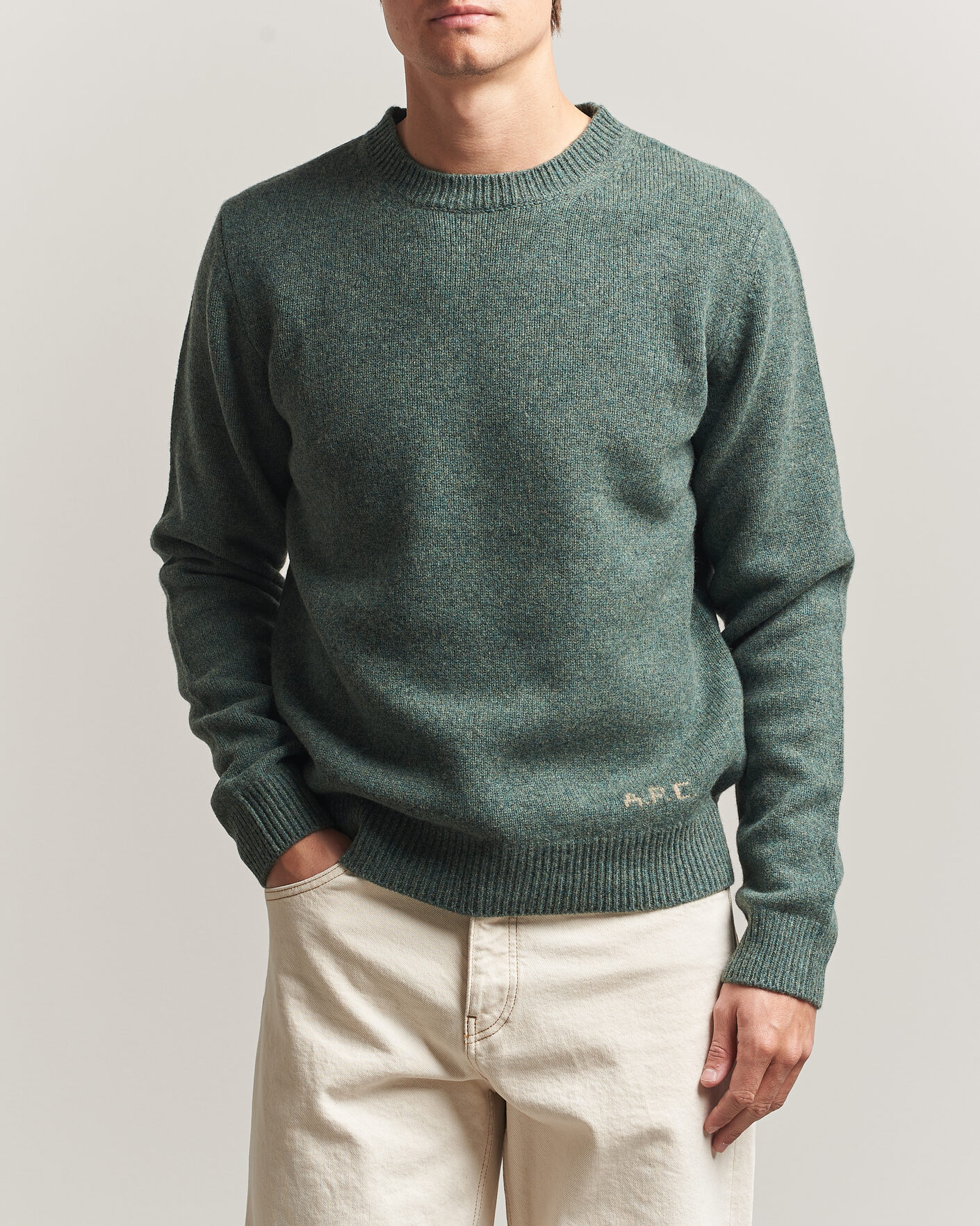 Uomini | Maglieria | A.P.C. | Edmond Wool Knitted Sweater Green Melange