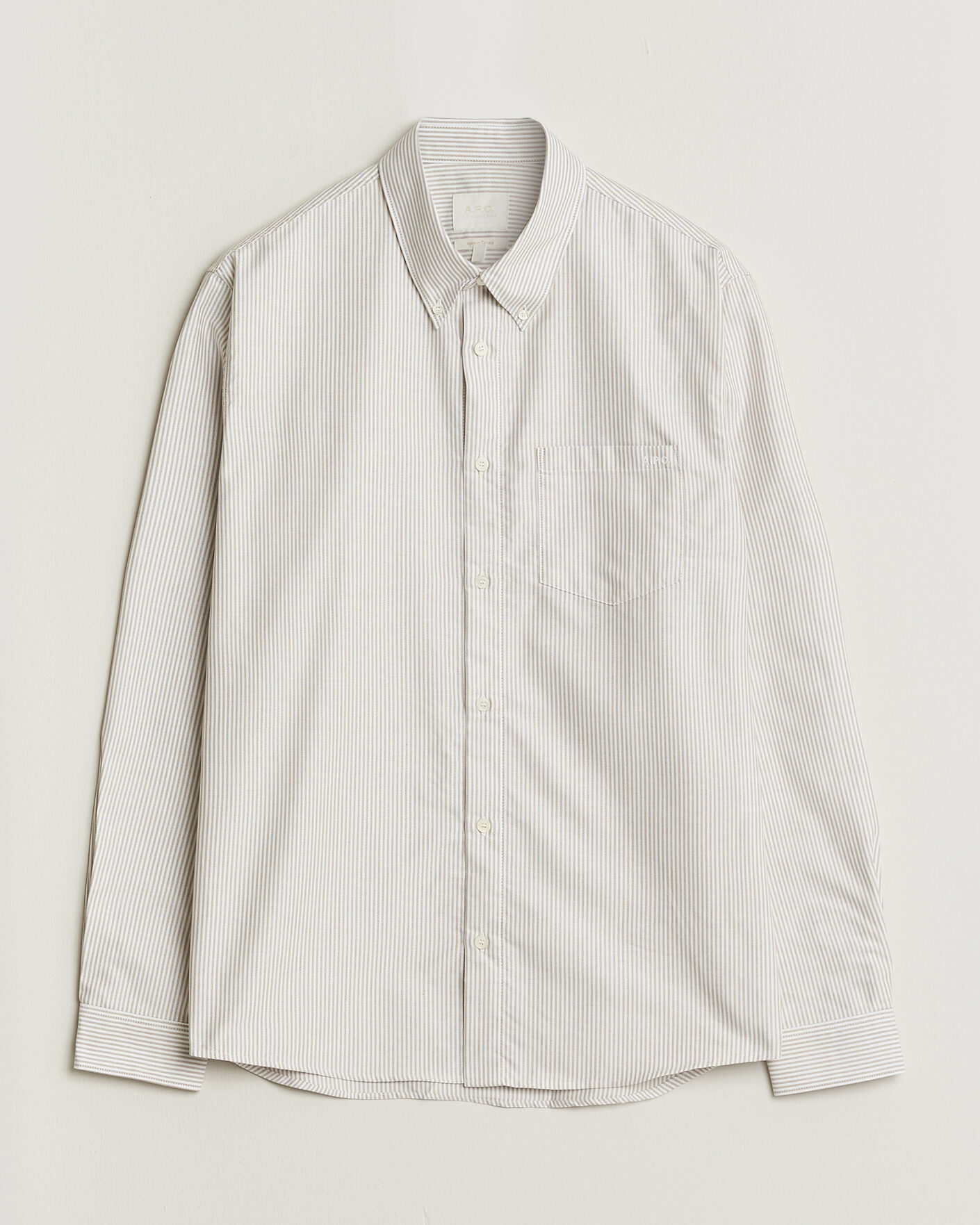 Uomini | Camicie | A.P.C. | Greg Striped Oxford Shirt Beige/White