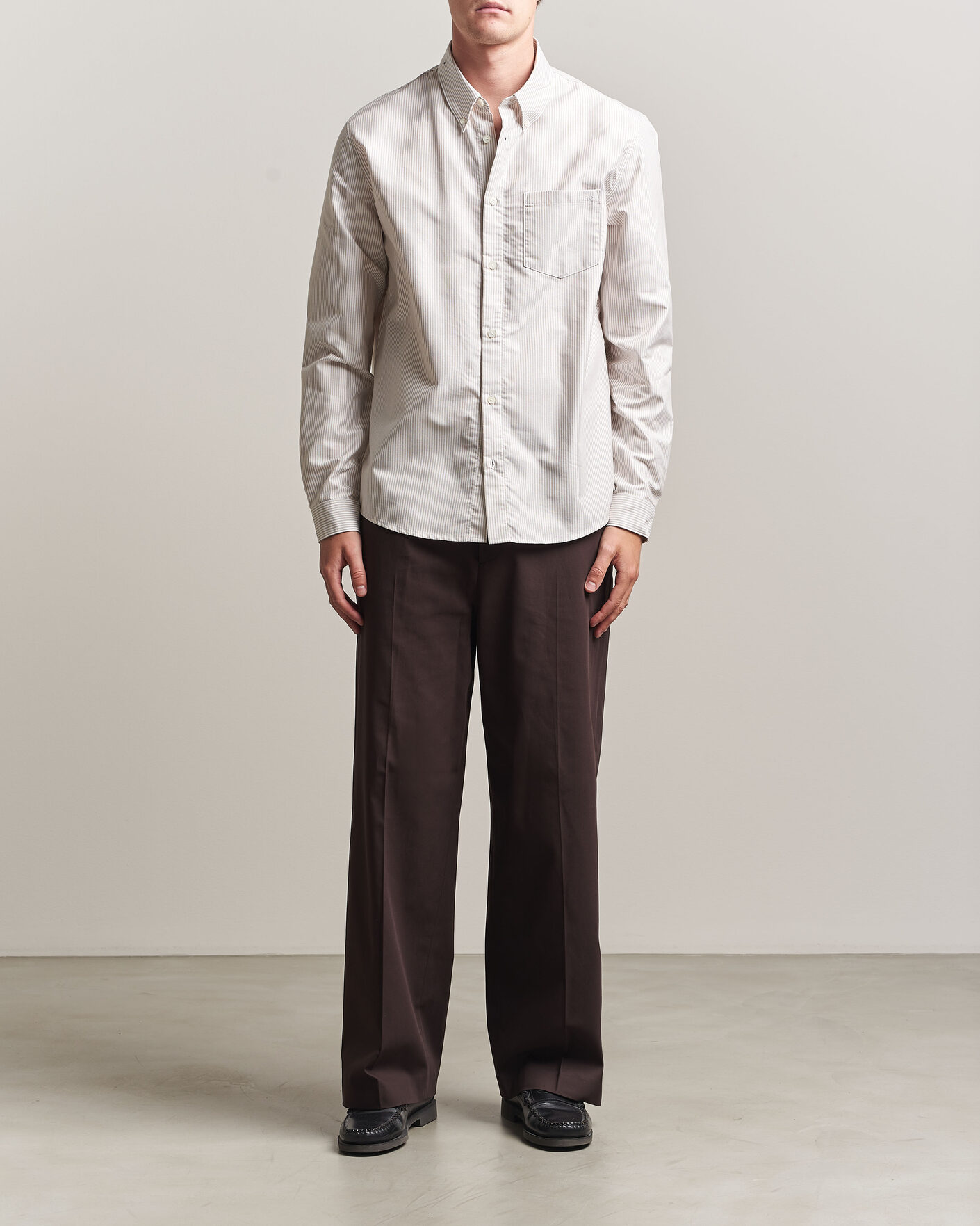 Uomini | Camicie | A.P.C. | Greg Striped Oxford Shirt Beige/White