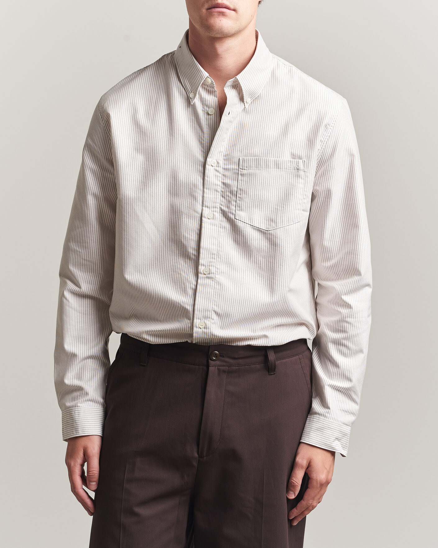 Uomini | Camicie | A.P.C. | Greg Striped Oxford Shirt Beige/White