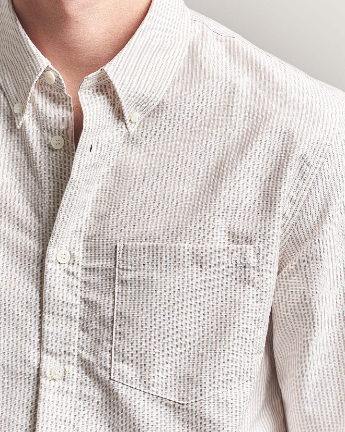 Uomini | Camicie | A.P.C. | Greg Striped Oxford Shirt Beige/White
