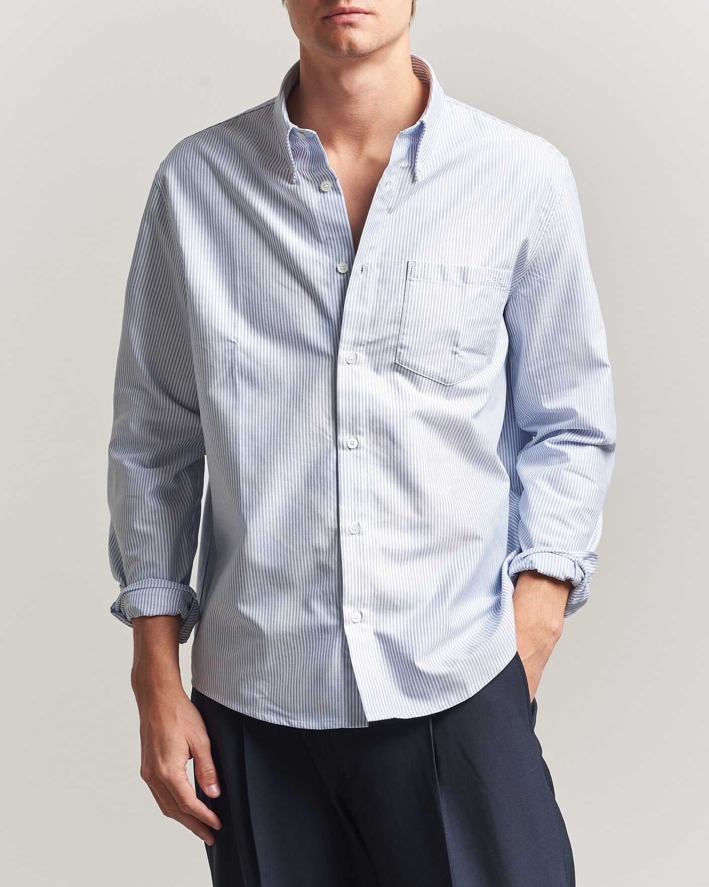 Uomini | Camicie | A.P.C. | Greg Striped Oxford Shirt Blue/White