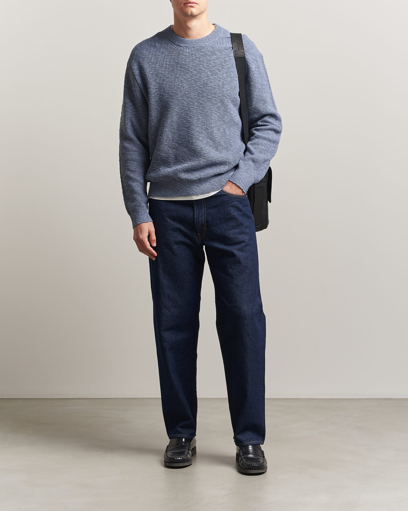 Uomini | Maglieria | NN07 | Russell Cotton Knitted Sweater Stone Blue