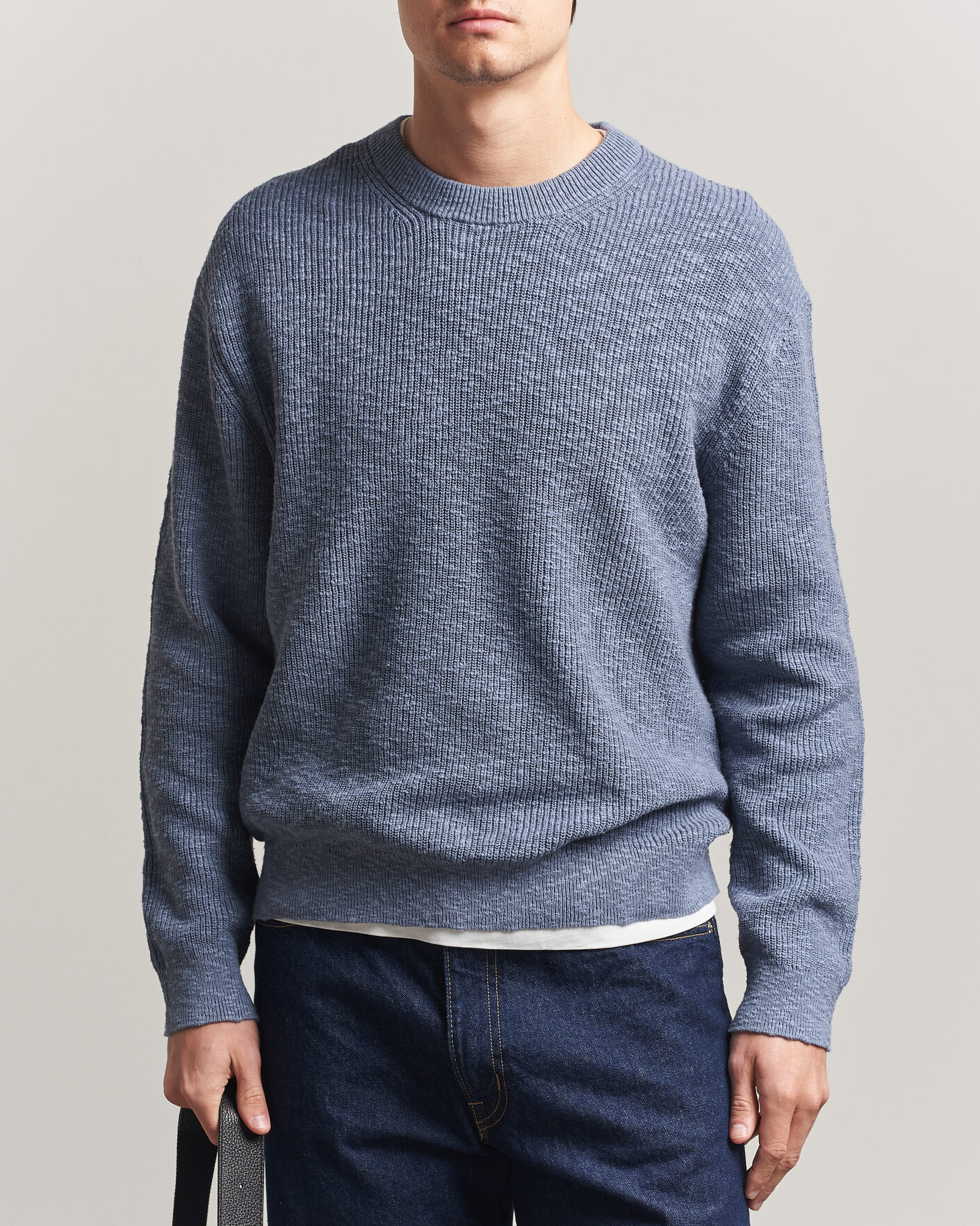 Uomini | Maglieria | NN07 | Russell Cotton Knitted Sweater Stone Blue