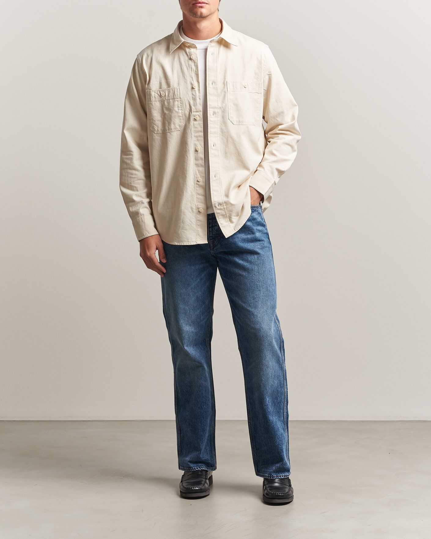 Uomini | Camicie | NN07 | Colby Twill Overshirt Ivory