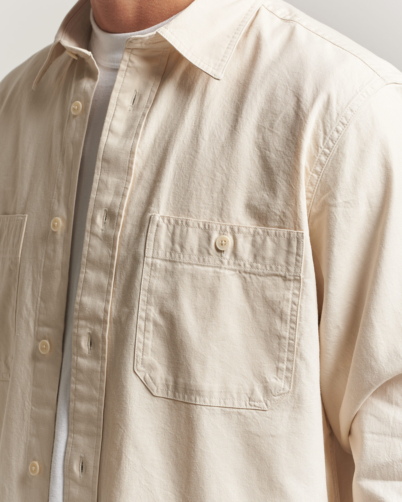 Uomini | Camicie | NN07 | Colby Twill Overshirt Ivory