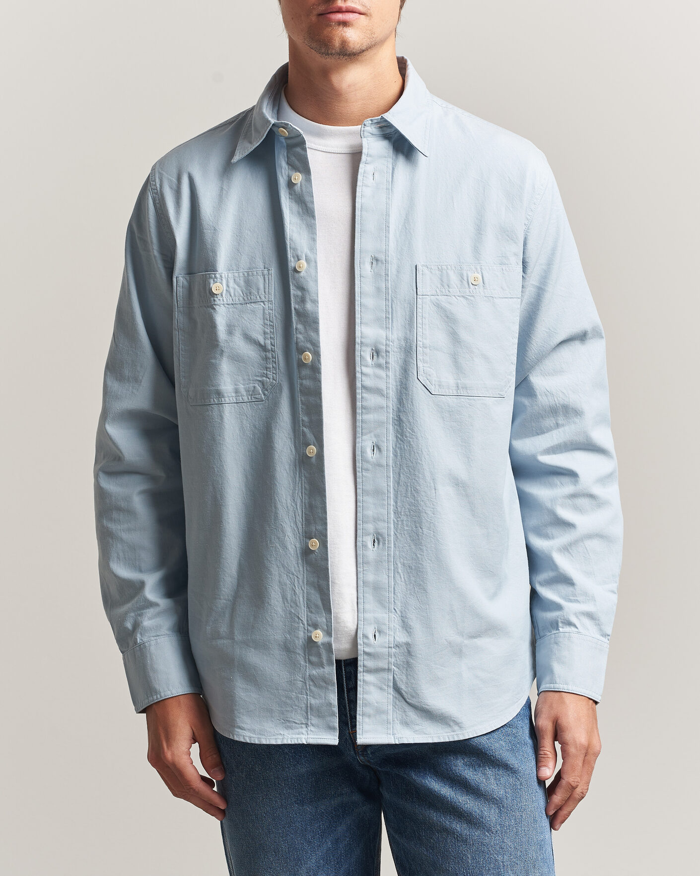 Uomini | Camicie | NN07 | Colby Twill Overshirt Sky Mist