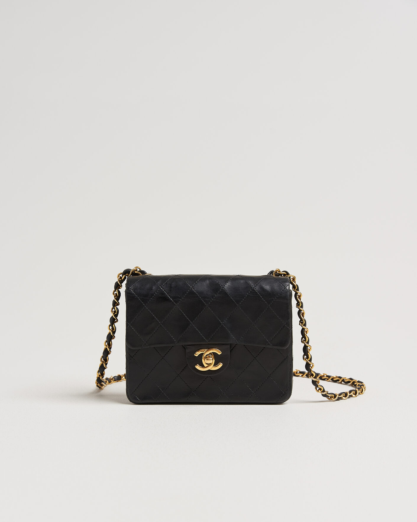 Uomini | Chanel Pre-Owned Classic Mini Single Flap Square Bag Black | Chanel Pre-Owned | Classic Mini Single Flap Square Bag Black